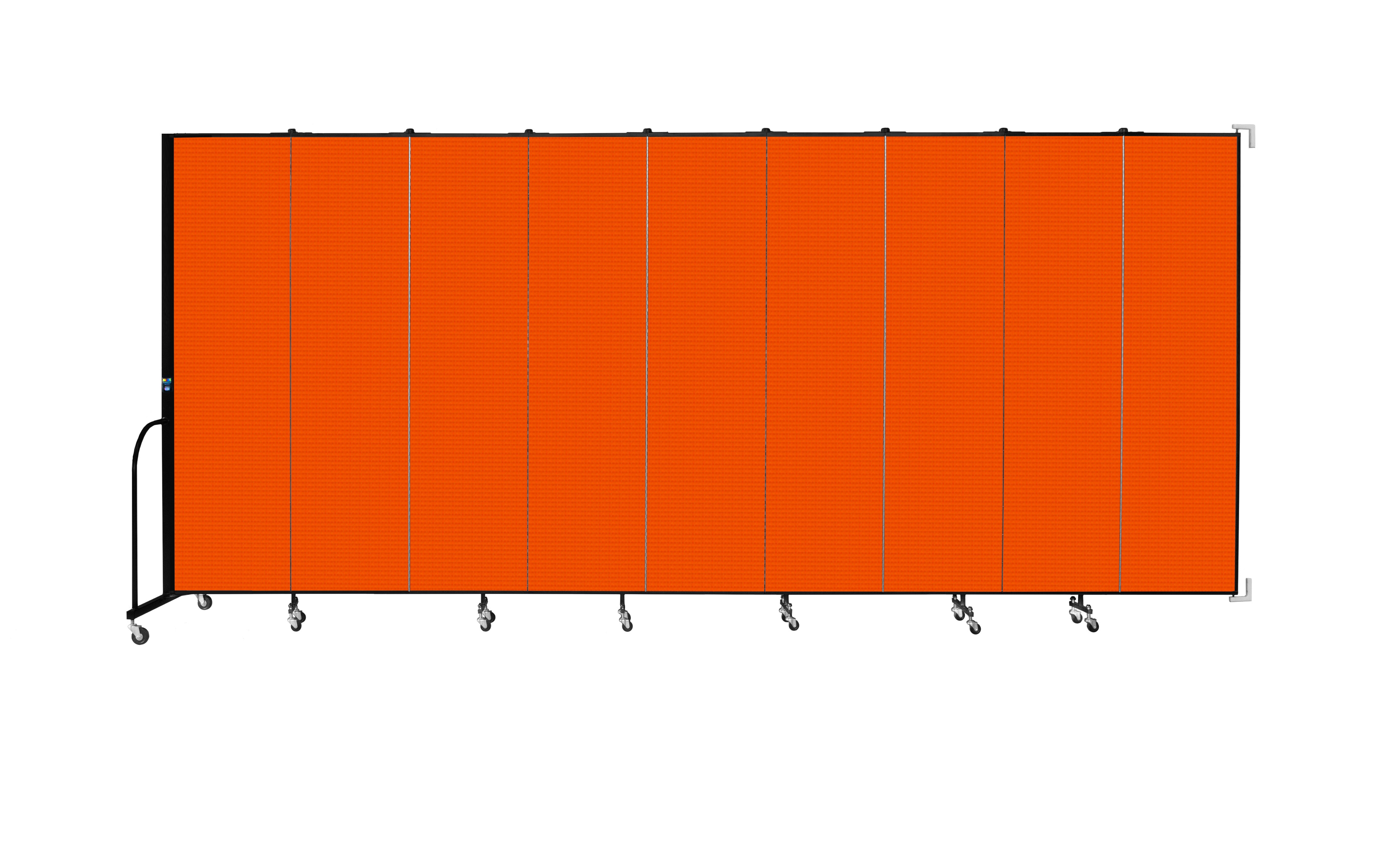 Wallmount Room Divider - 7' 4"H x 16' 6"L - 9 Panel, Orange, Fabric