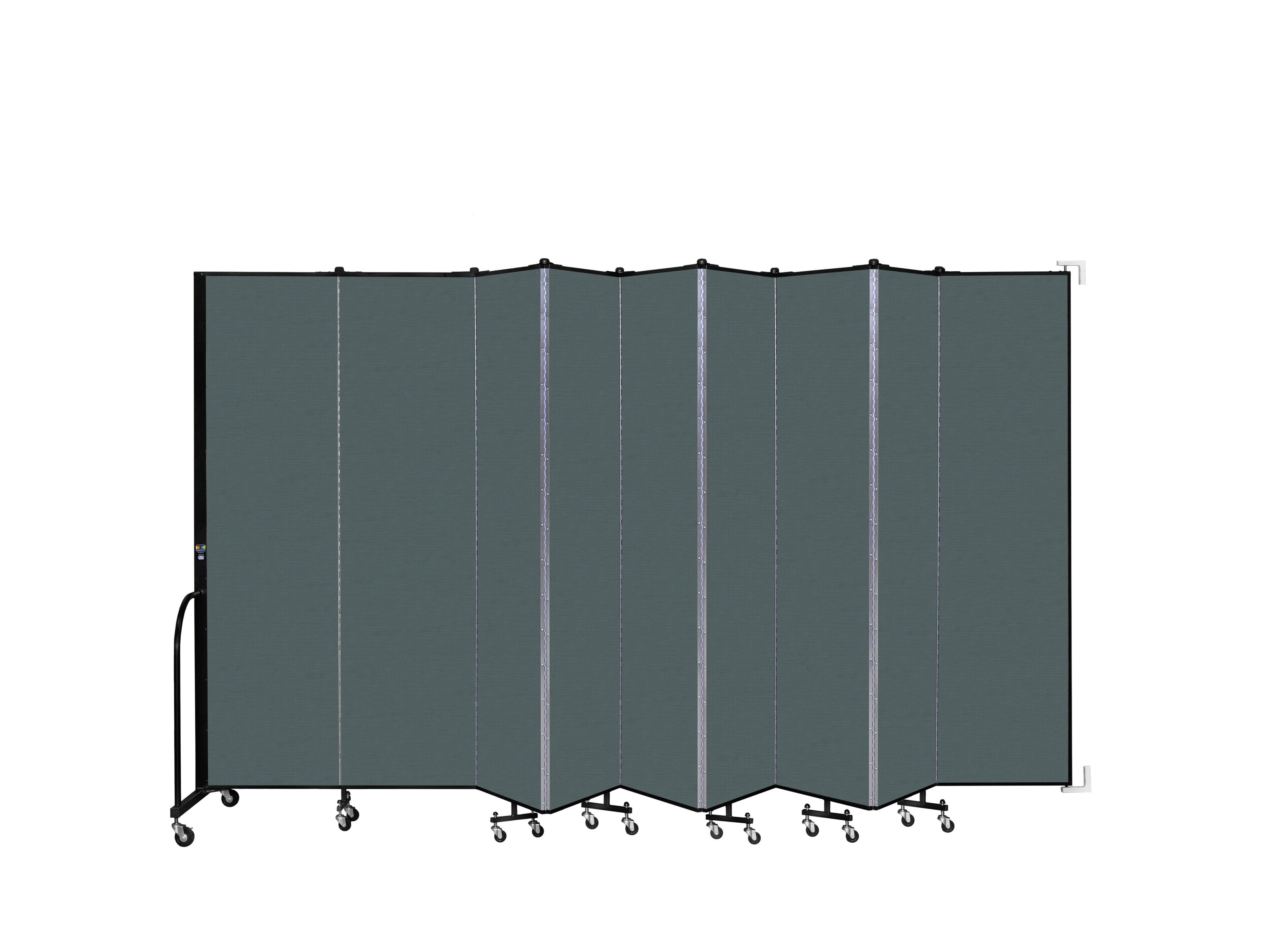 Wallmount Room Divider - 7' 4"H x 16' 6"L - 9 Panel, Mallard, Fabric