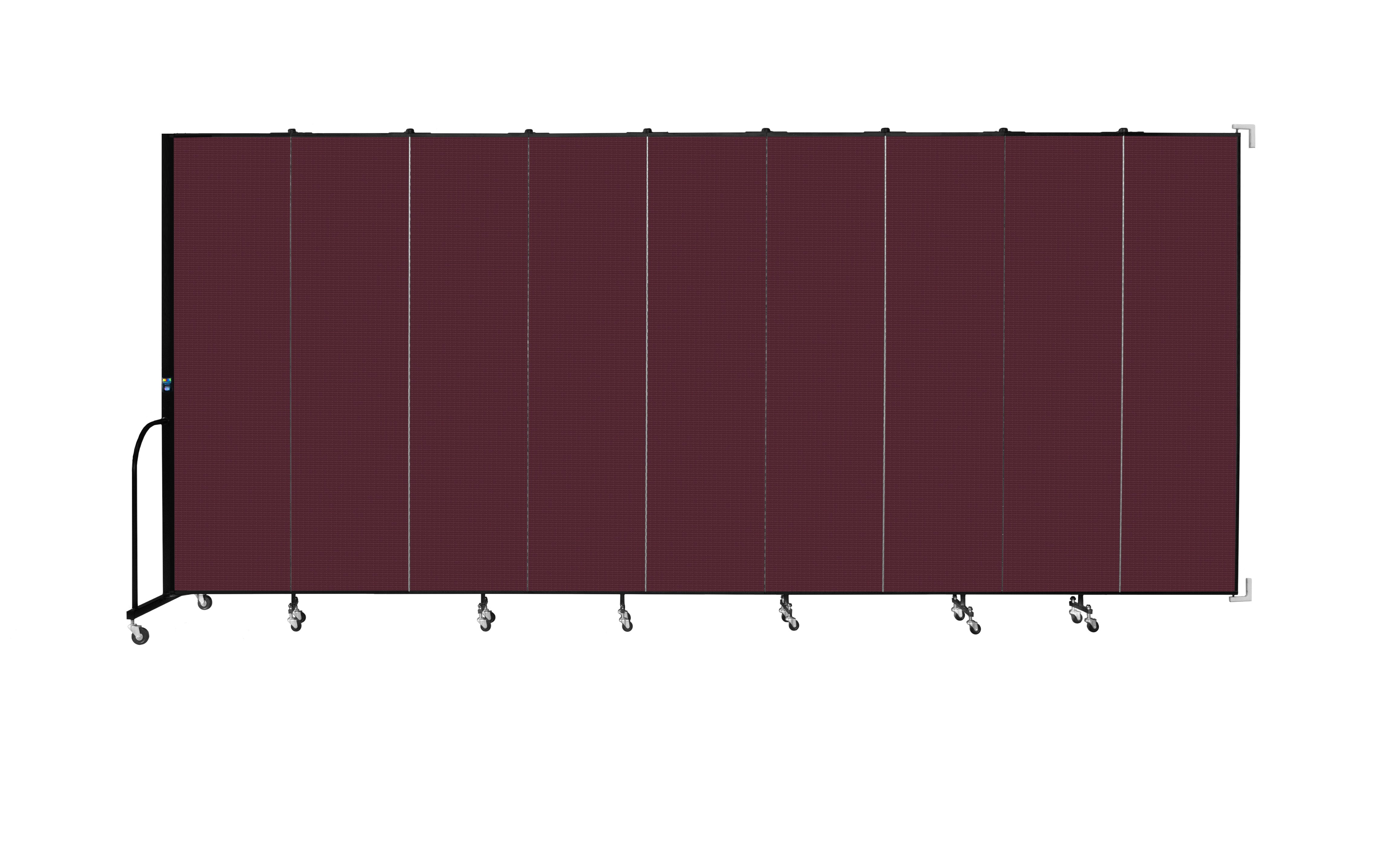 Wallmount Room Divider - 7' 4"H x 16' 6"L - 9 Panel, Purple, Fabric