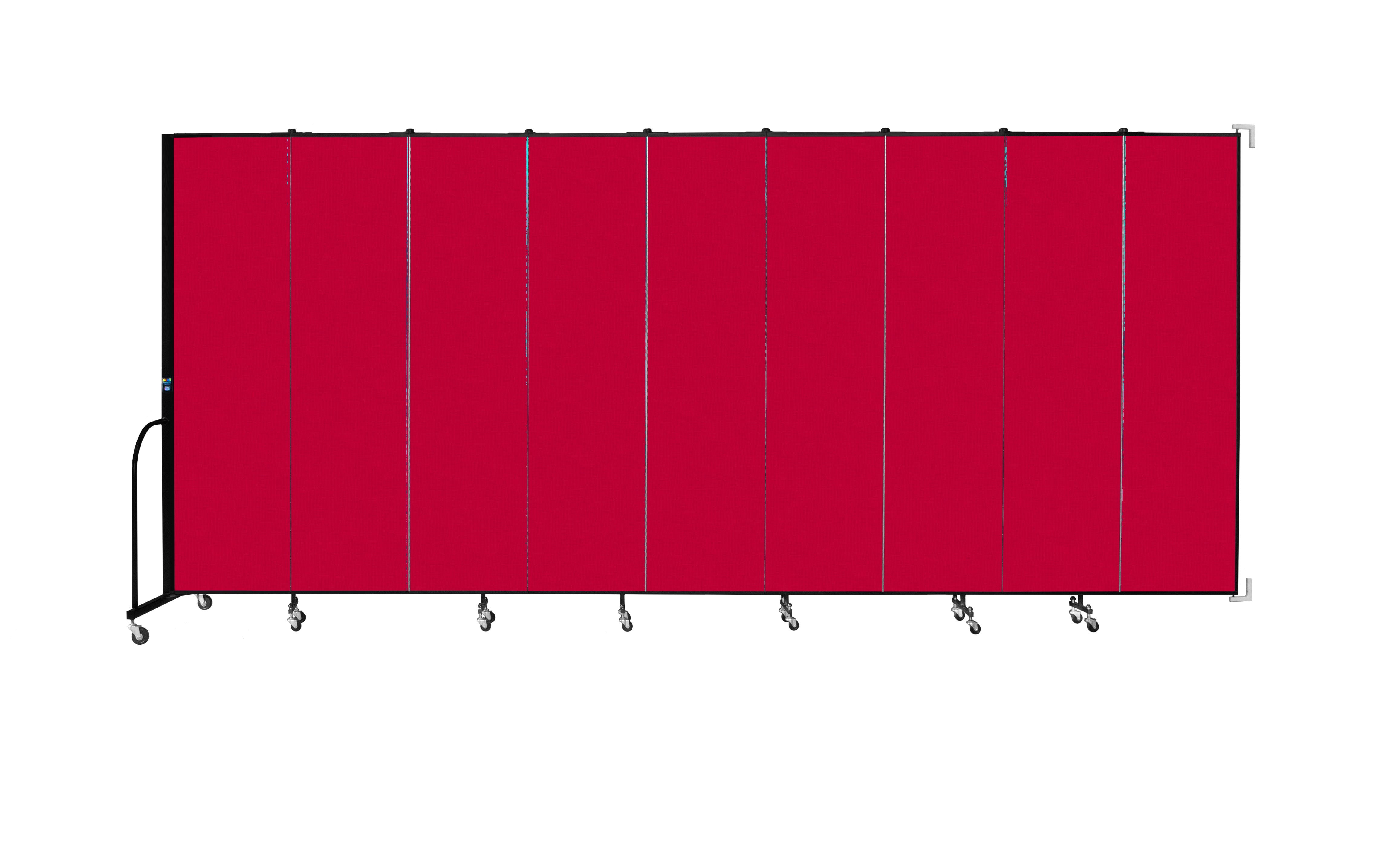 Wallmount Room Divider - 7' 4"H x 16' 6"L - 9 Panel, Primary Red, Fabric
