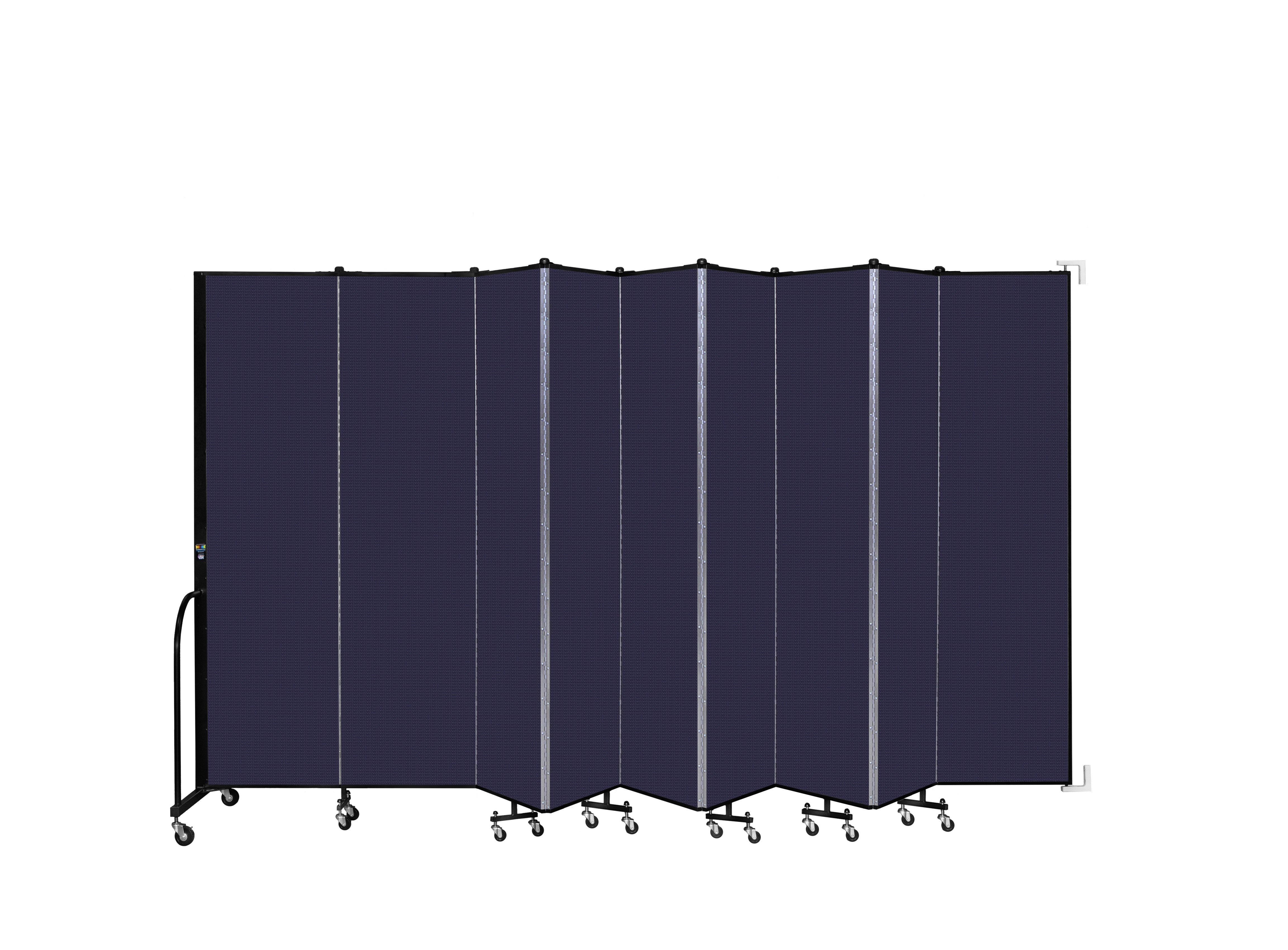 Wallmount Room Divider - 7' 4"H x 16' 6"L - 9 Panel, Navy, Fabric