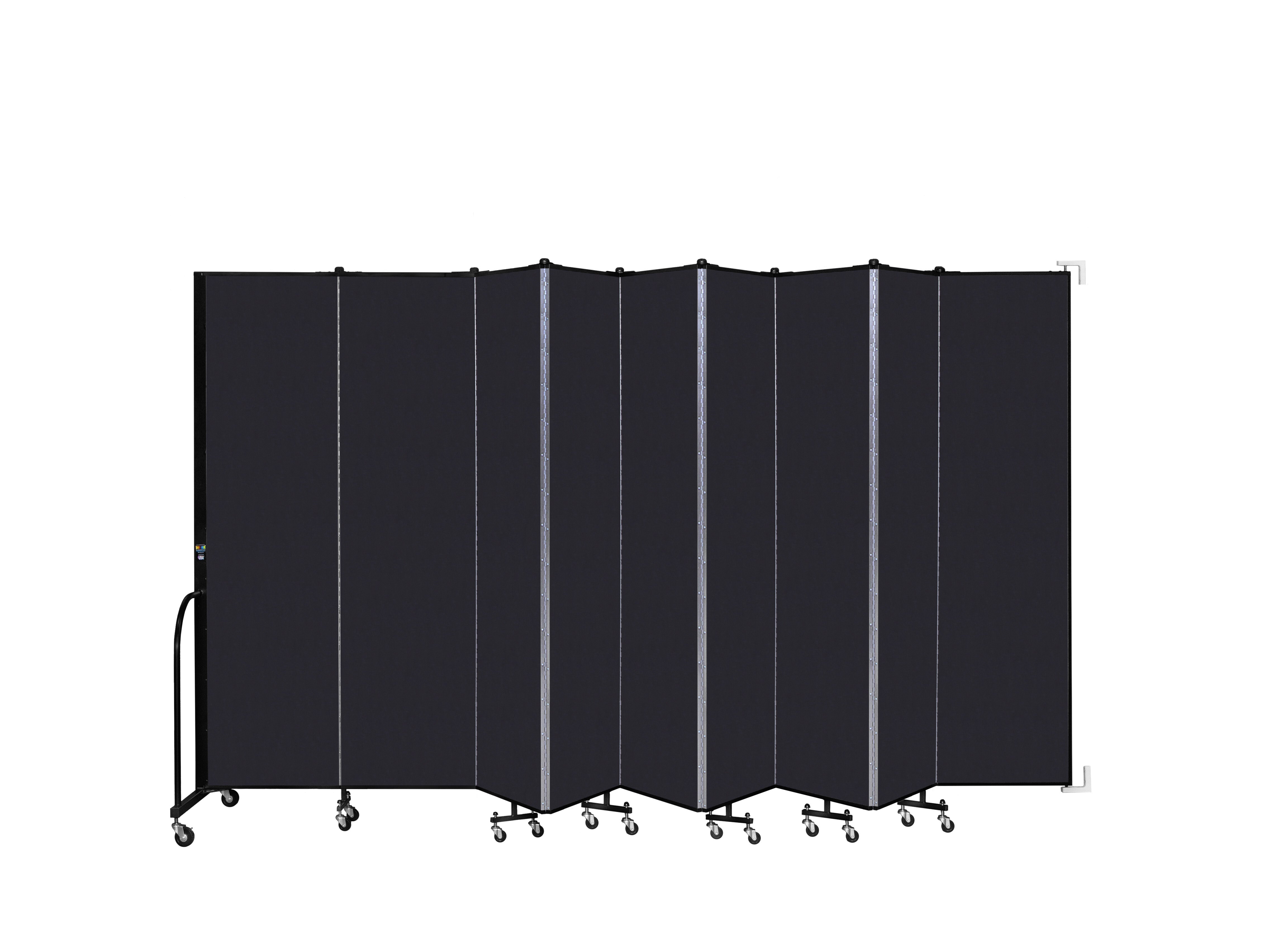 Wallmount Room Divider - 7' 4"H x 16' 6"L - 9 Panel, Black, Fabric