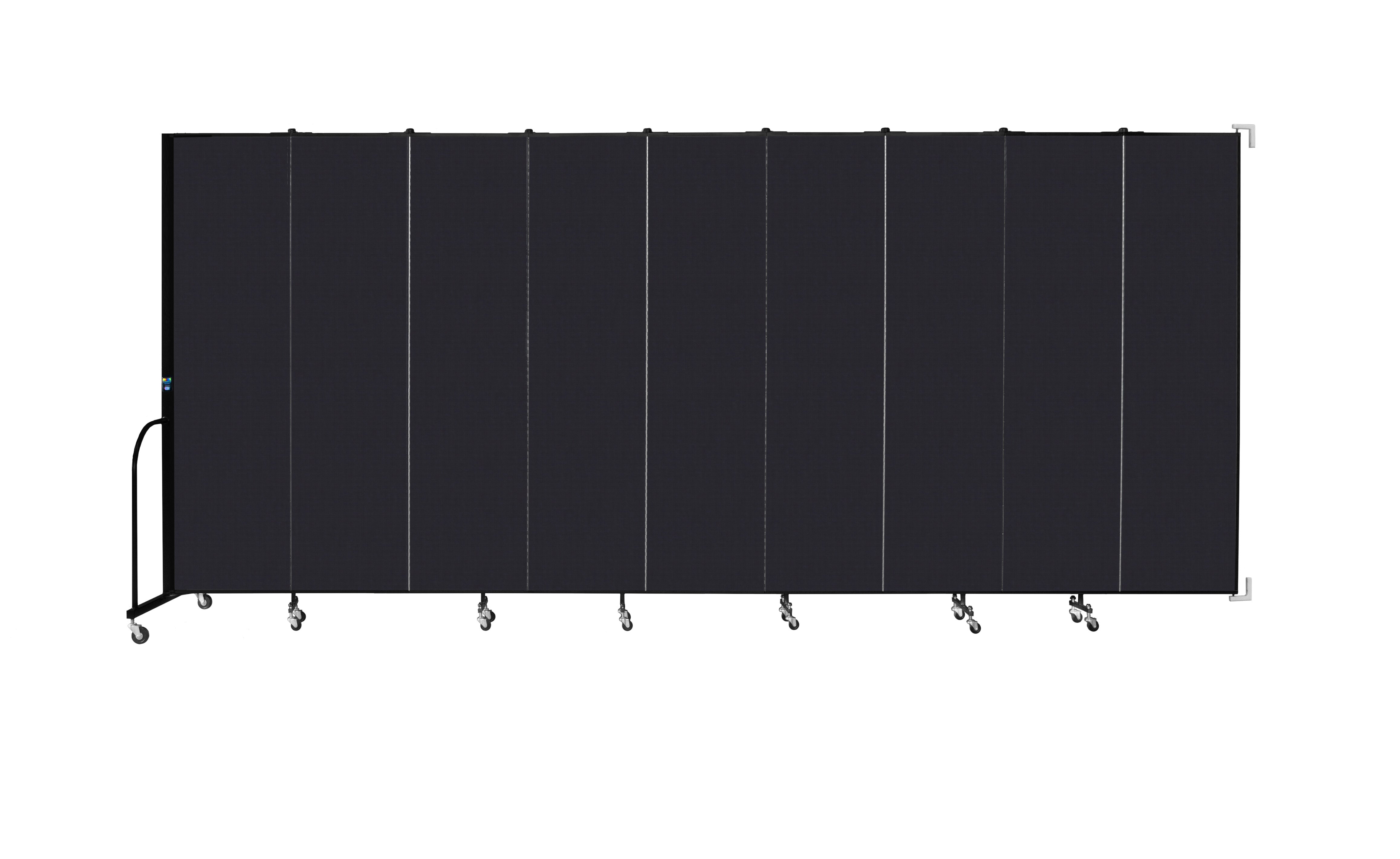 Wallmount Room Divider - 7' 4"H x 16' 6"L - 9 Panel, Black, Fabric