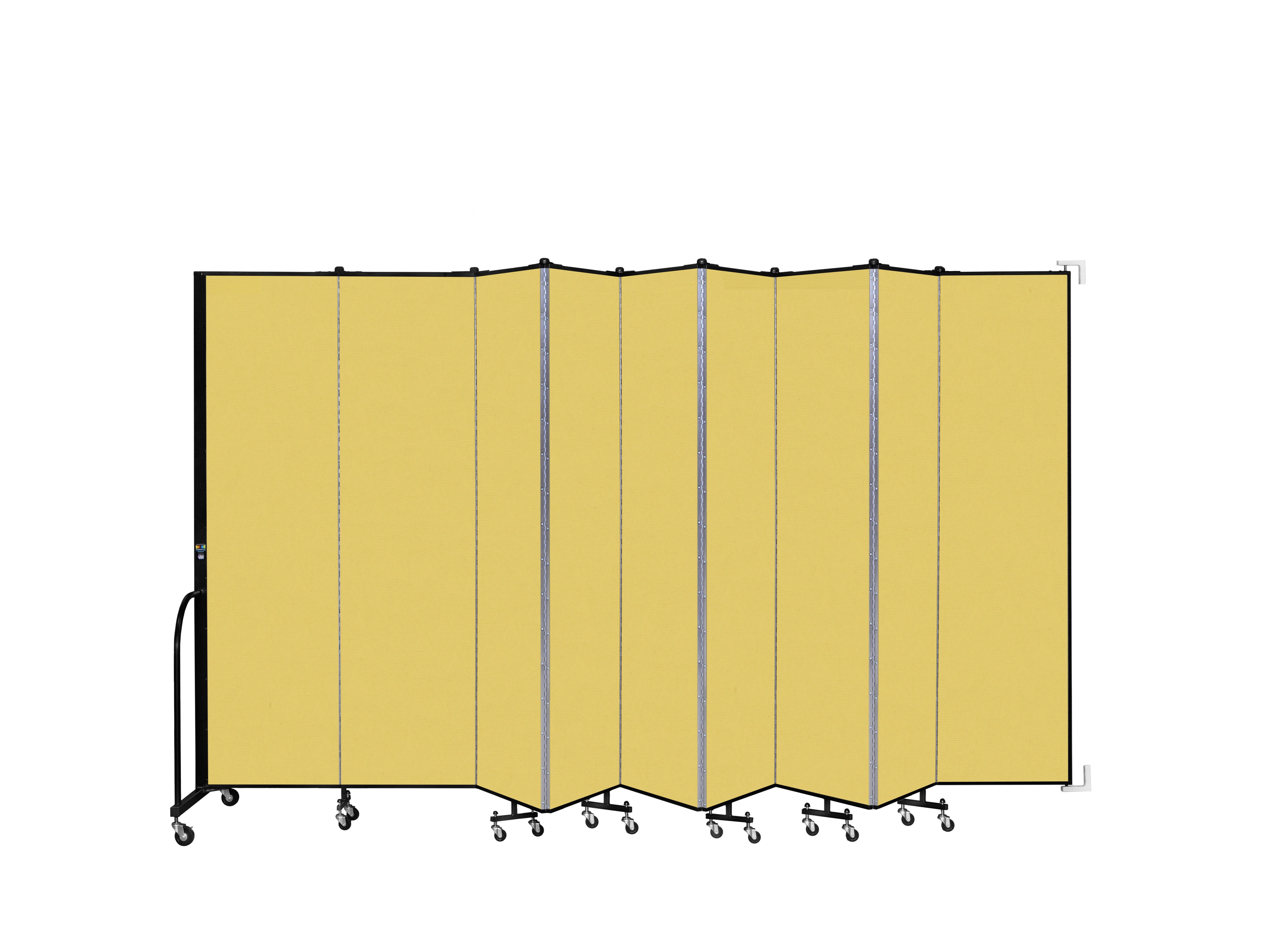 Wallmount Room Divider - 7' 4"H x 16' 6"L - 9 Panel, Primary Yellow, Fabric