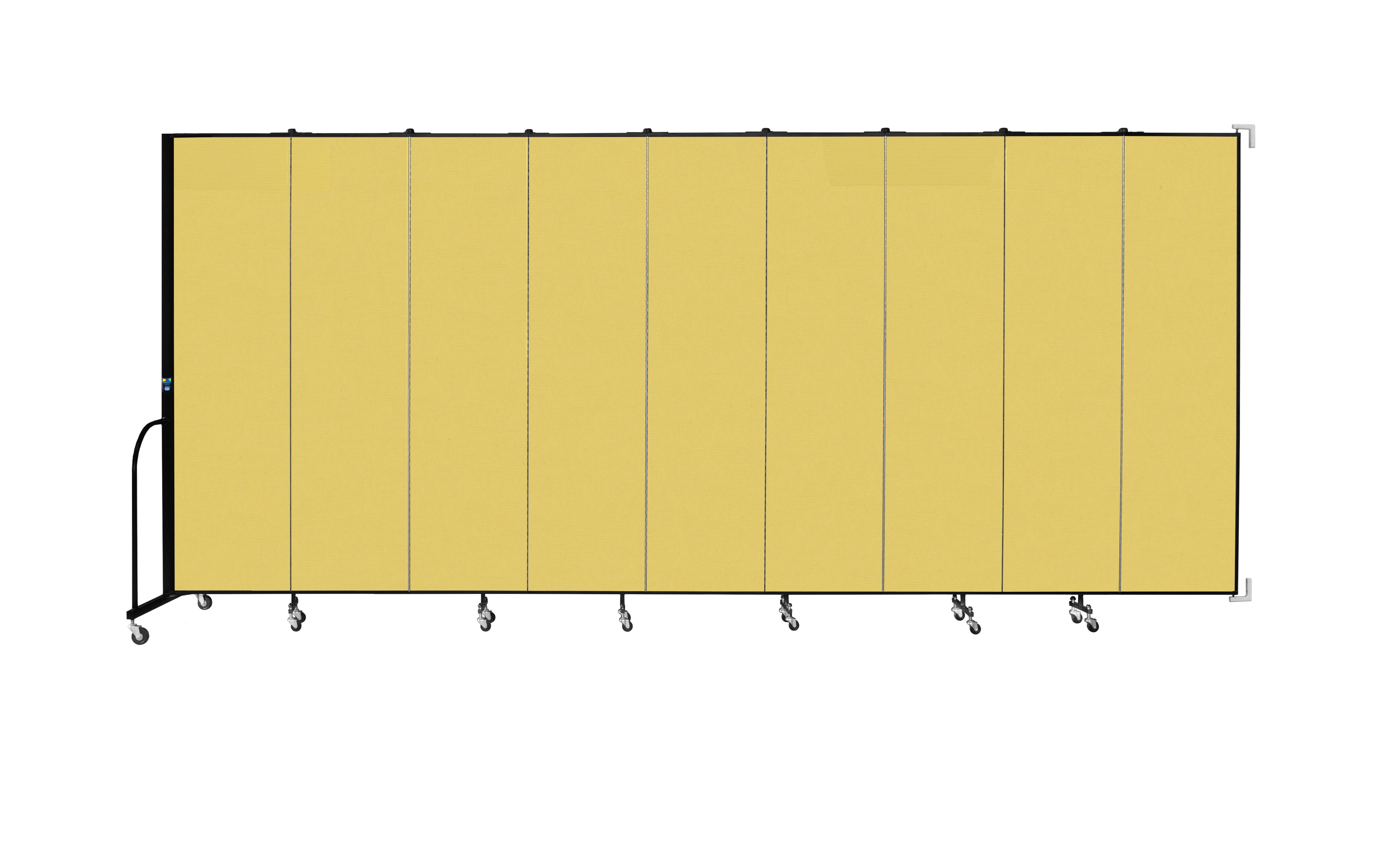 Wallmount Room Divider - 7' 4"H x 16' 6"L - 9 Panel, Primary Yellow, Fabric