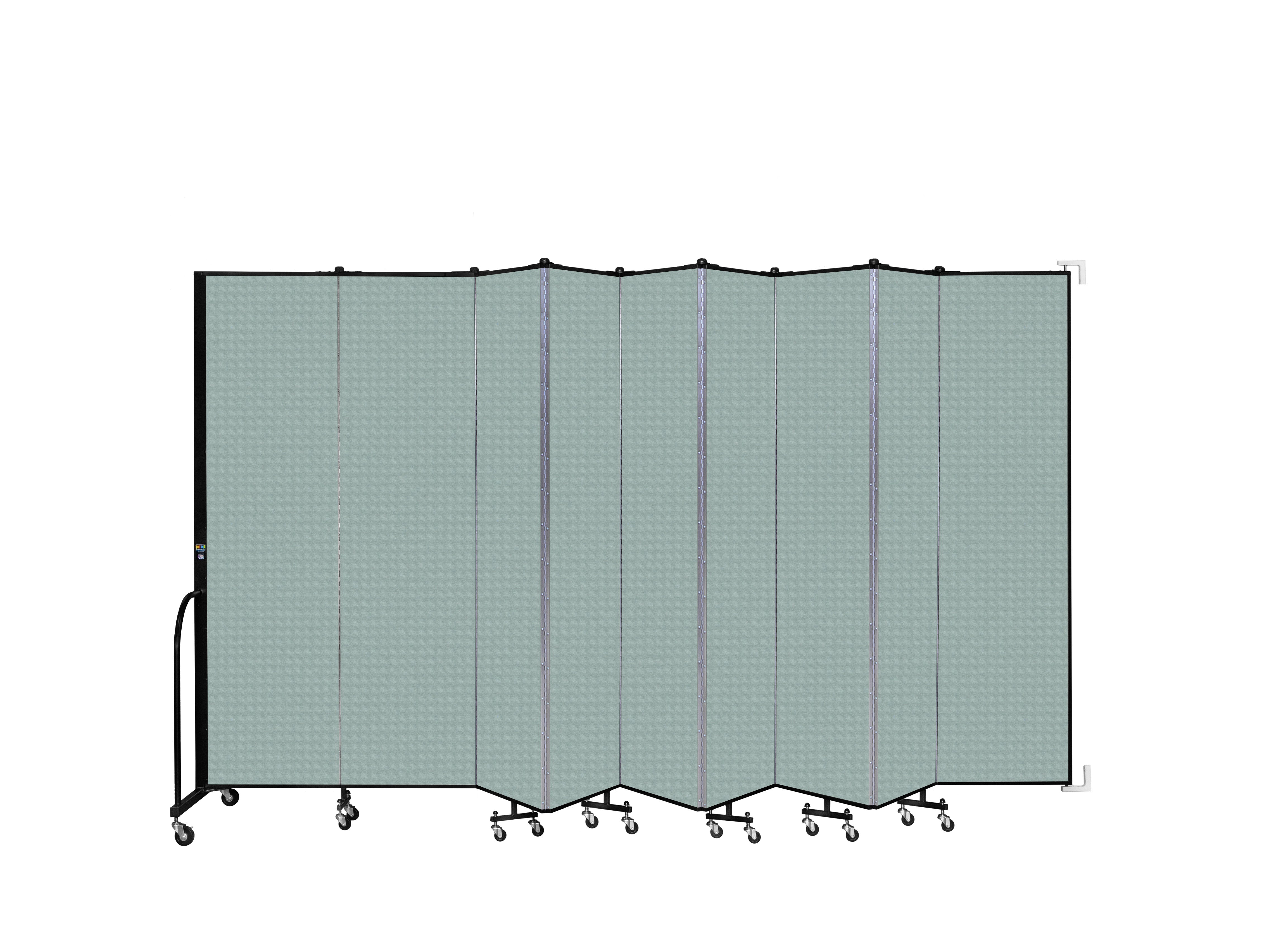 Wallmount Room Divider - 7' 4"H x 16' 6"L - 9 Panel, Sea Green, Fabric