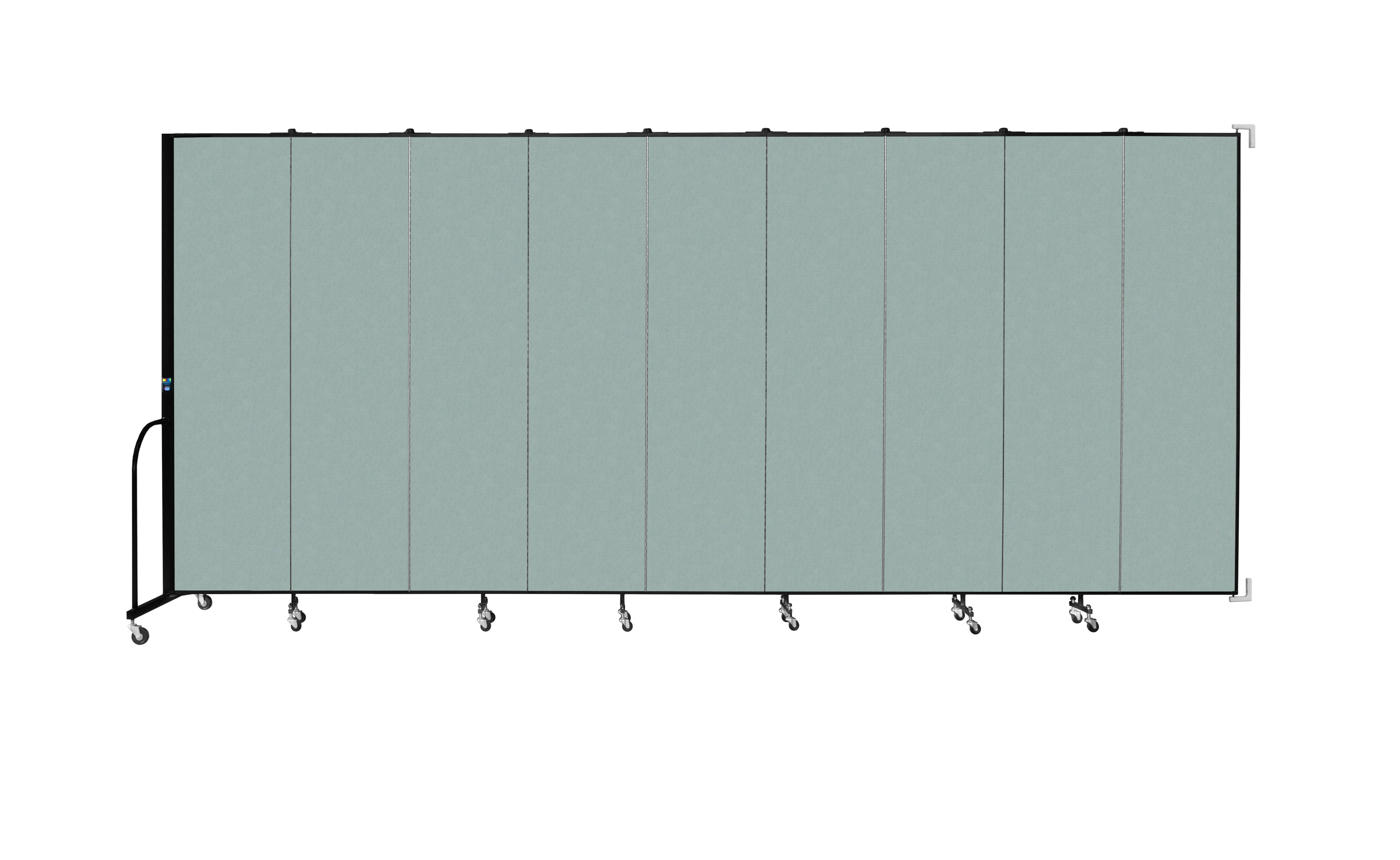 Wallmount Room Divider - 7' 4"H x 16' 6"L - 9 Panel, Sea Green, Fabric