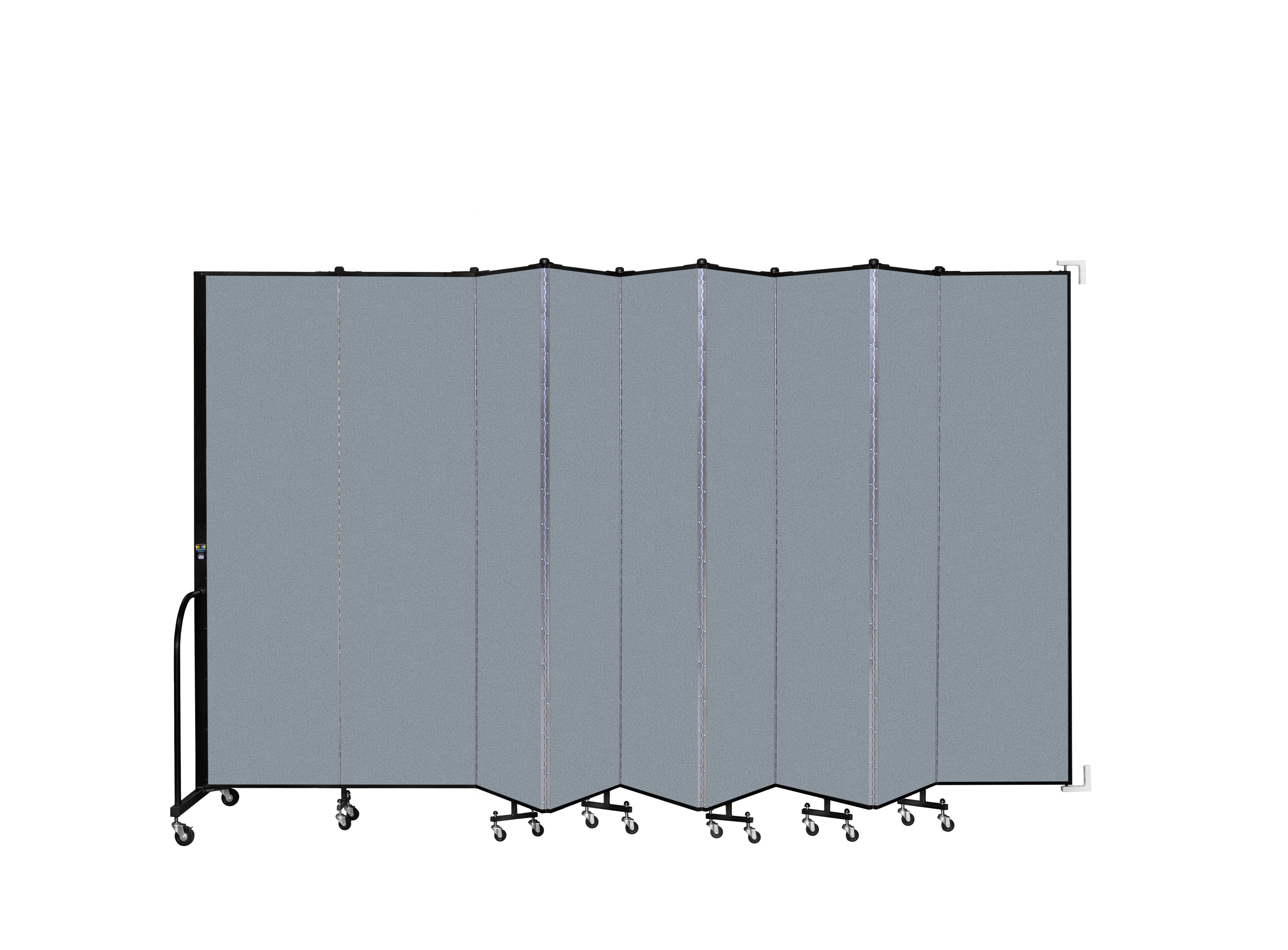 Wallmount Room Divider - 7' 4"H x 16' 6"L - 9 Panel, Blue Tide, Vinyl