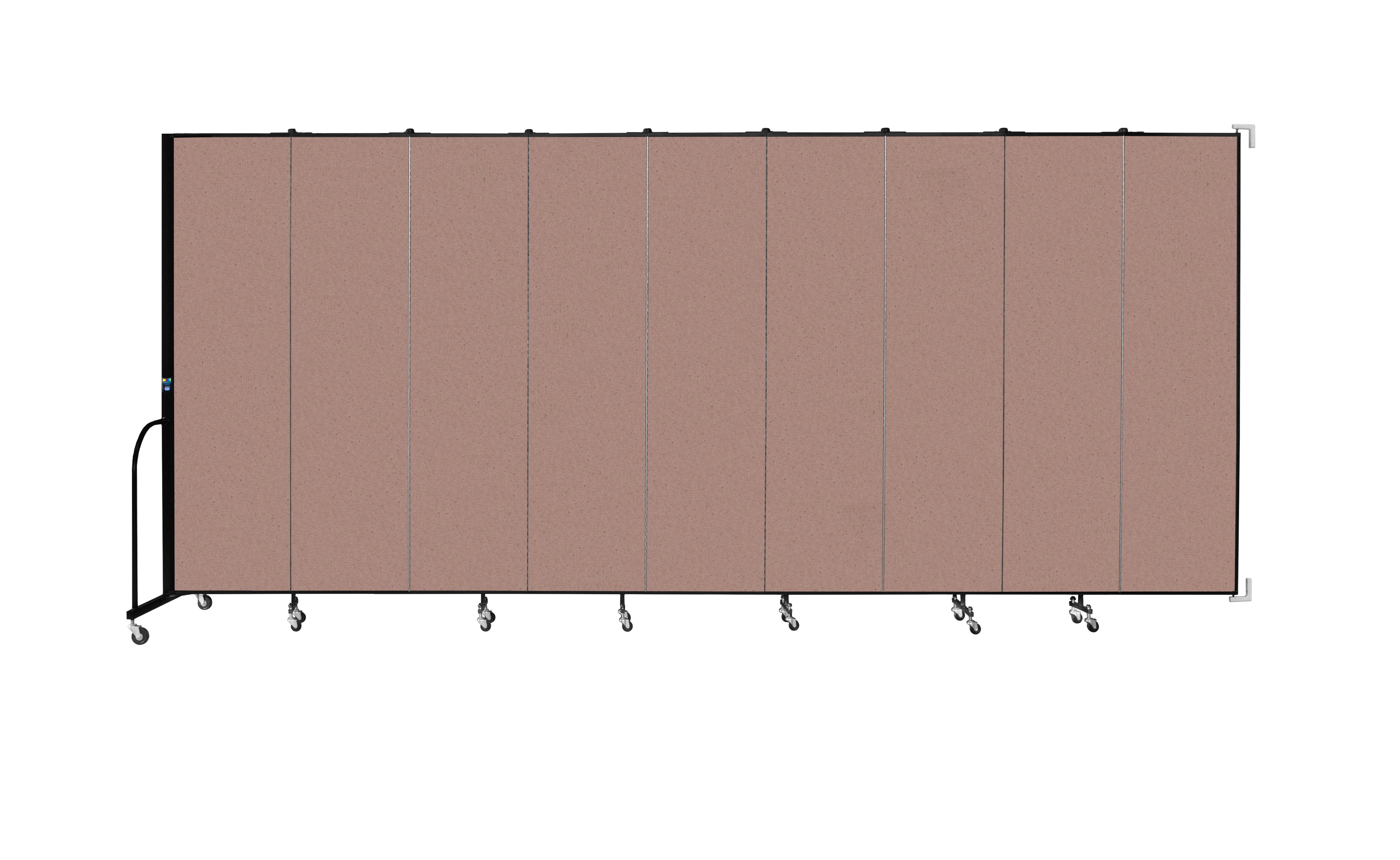 Wallmount Room Divider - 7' 4"H x 16' 6"L - 9 Panel, Rasberry, Vinyl