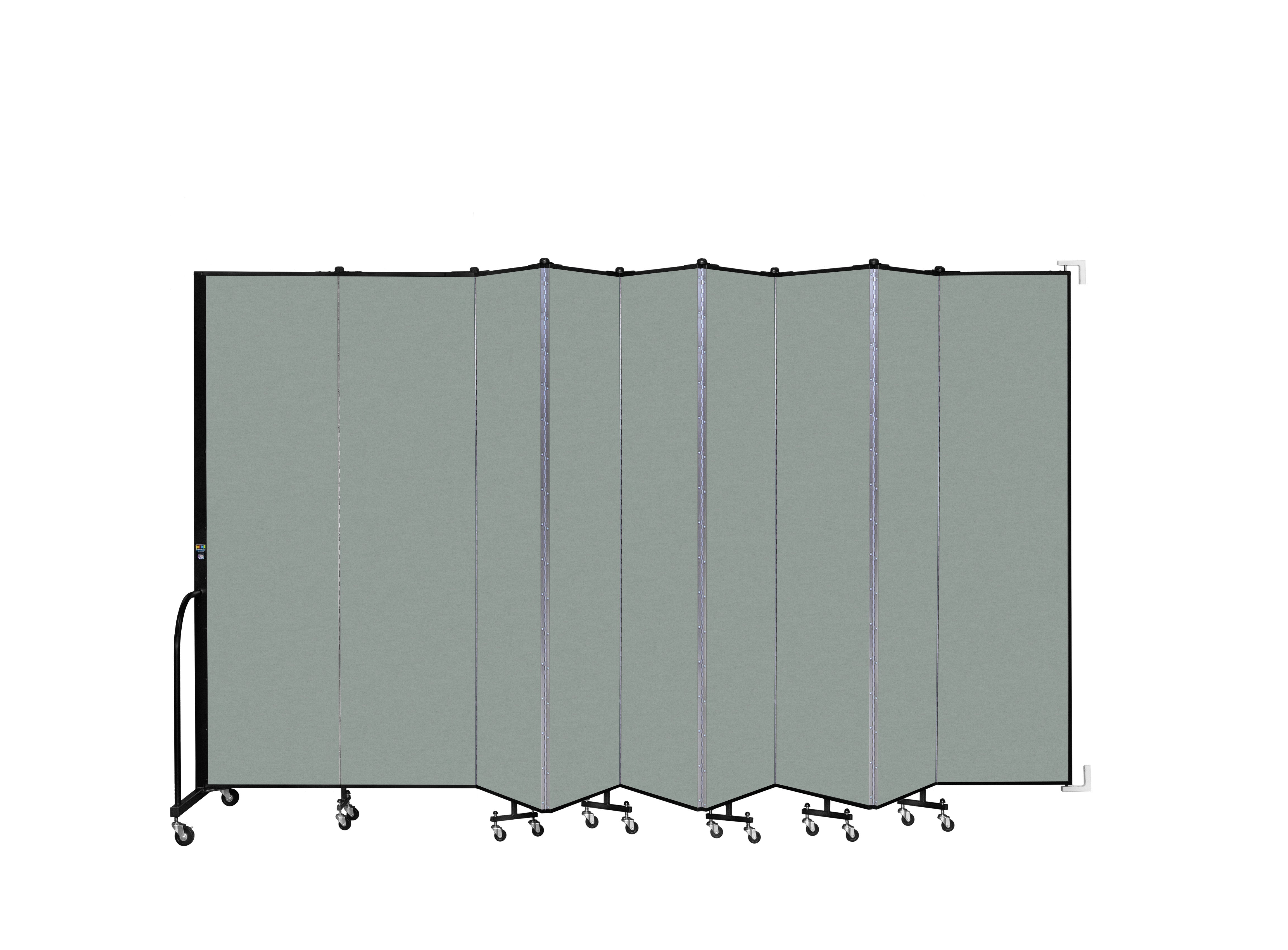 Wallmount Room Divider - 7' 4"H x 16' 6"L - 9 Panel, Mint, Vinyl
