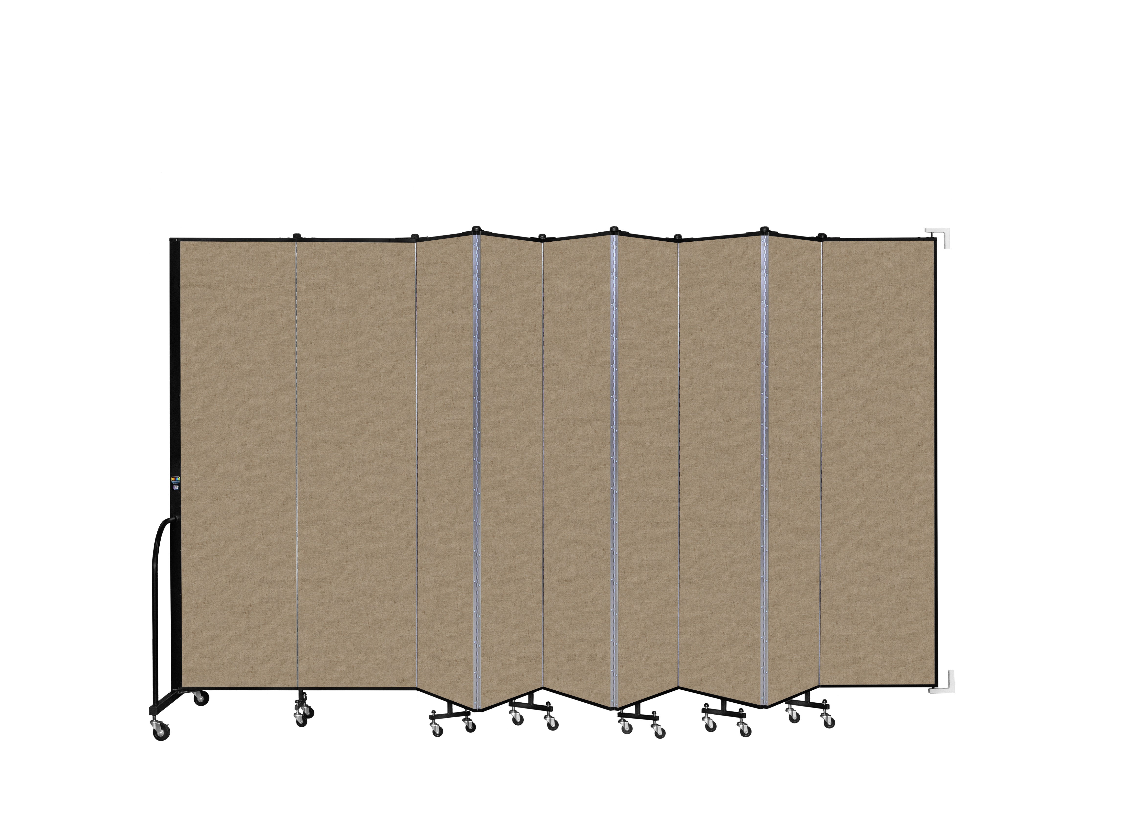 Wallmount Room Divider - 7' 4"H x 16' 6"L - 9 Panel, Sandalwood, Vinyl