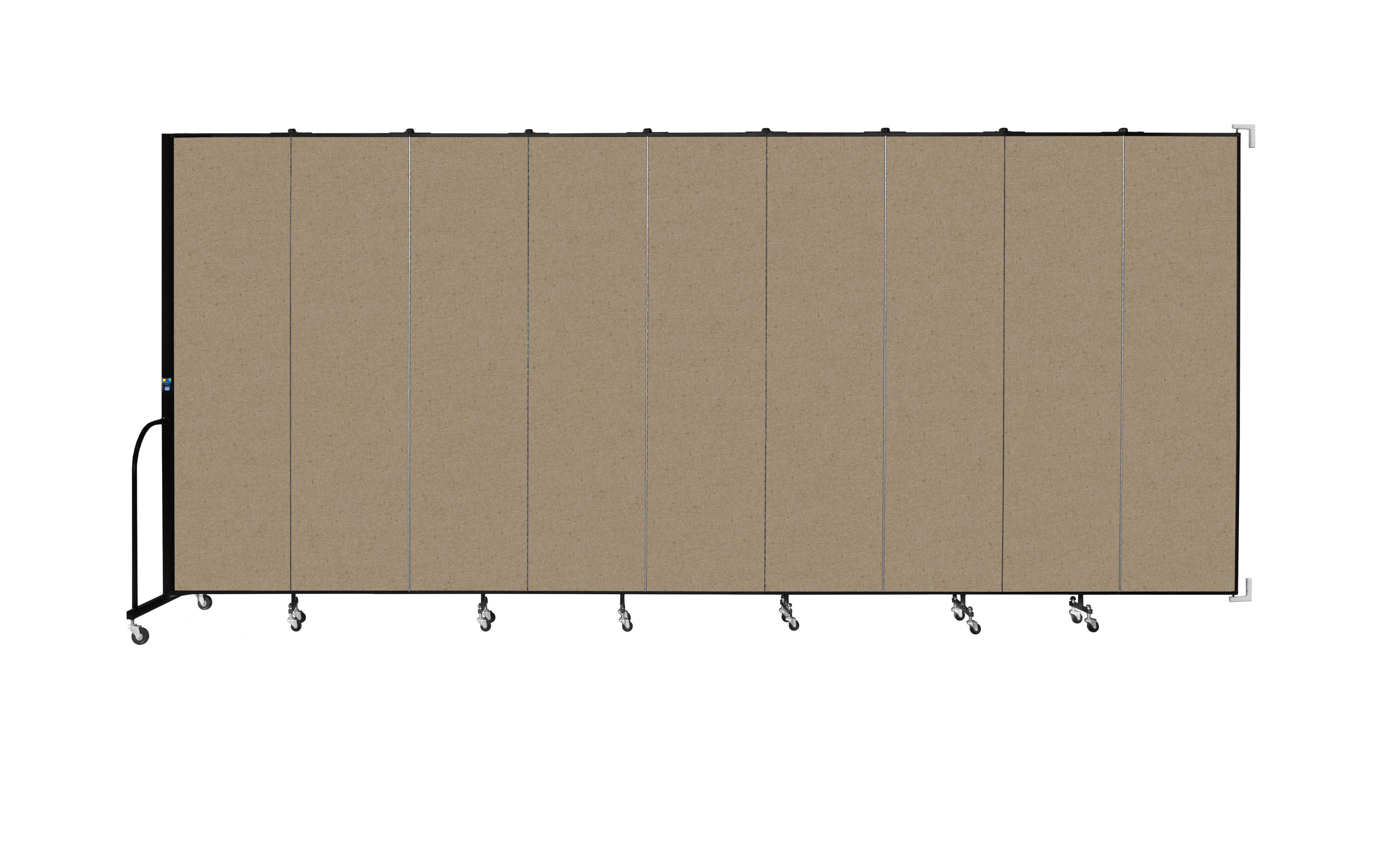 Wallmount Room Divider - 7' 4"H x 16' 6"L - 9 Panel, Sandalwood, Vinyl