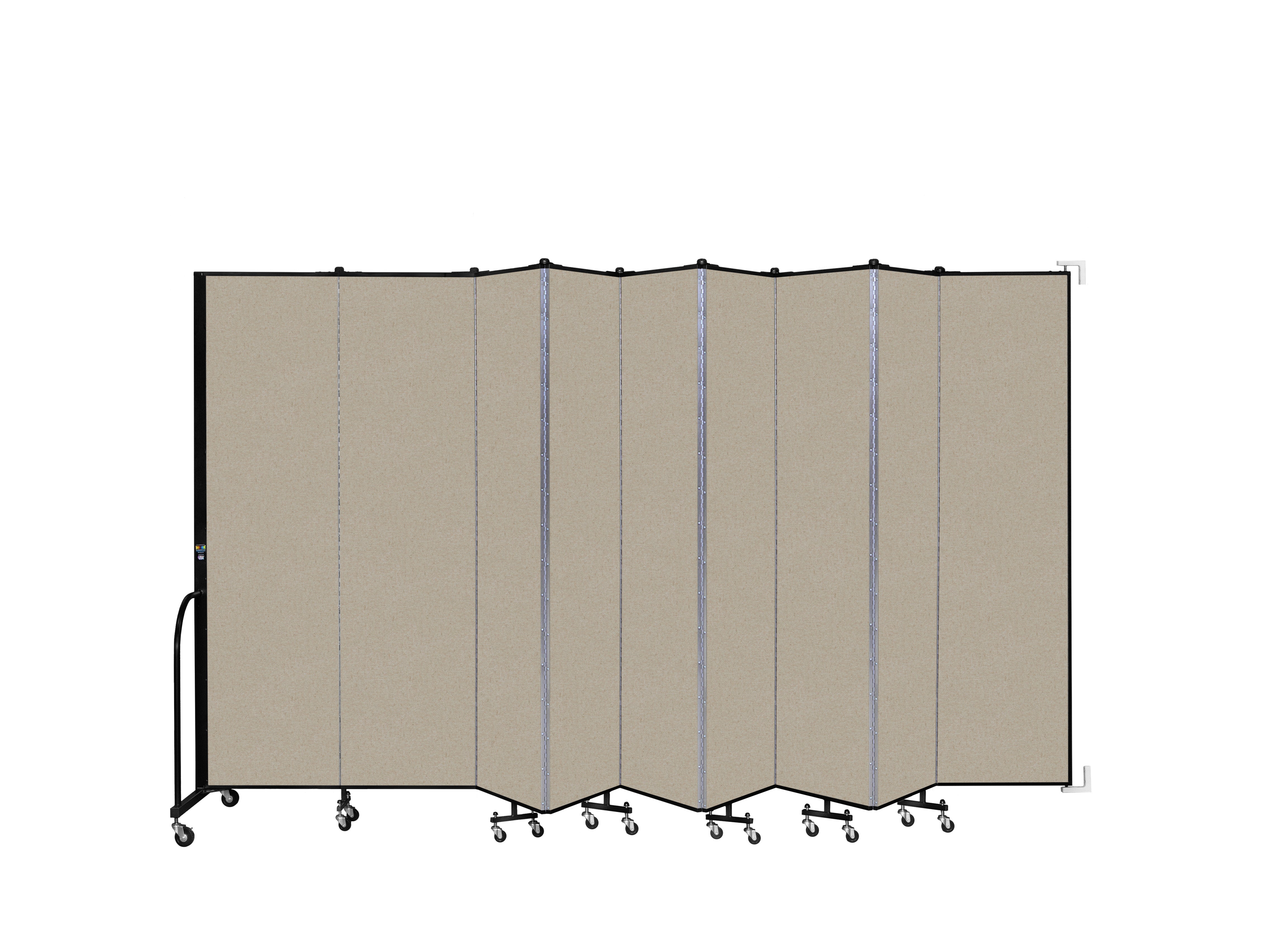 Wallmount Room Divider - 7' 4"H x 16' 6"L - 9 Panel, Hazelnut, Vinyl
