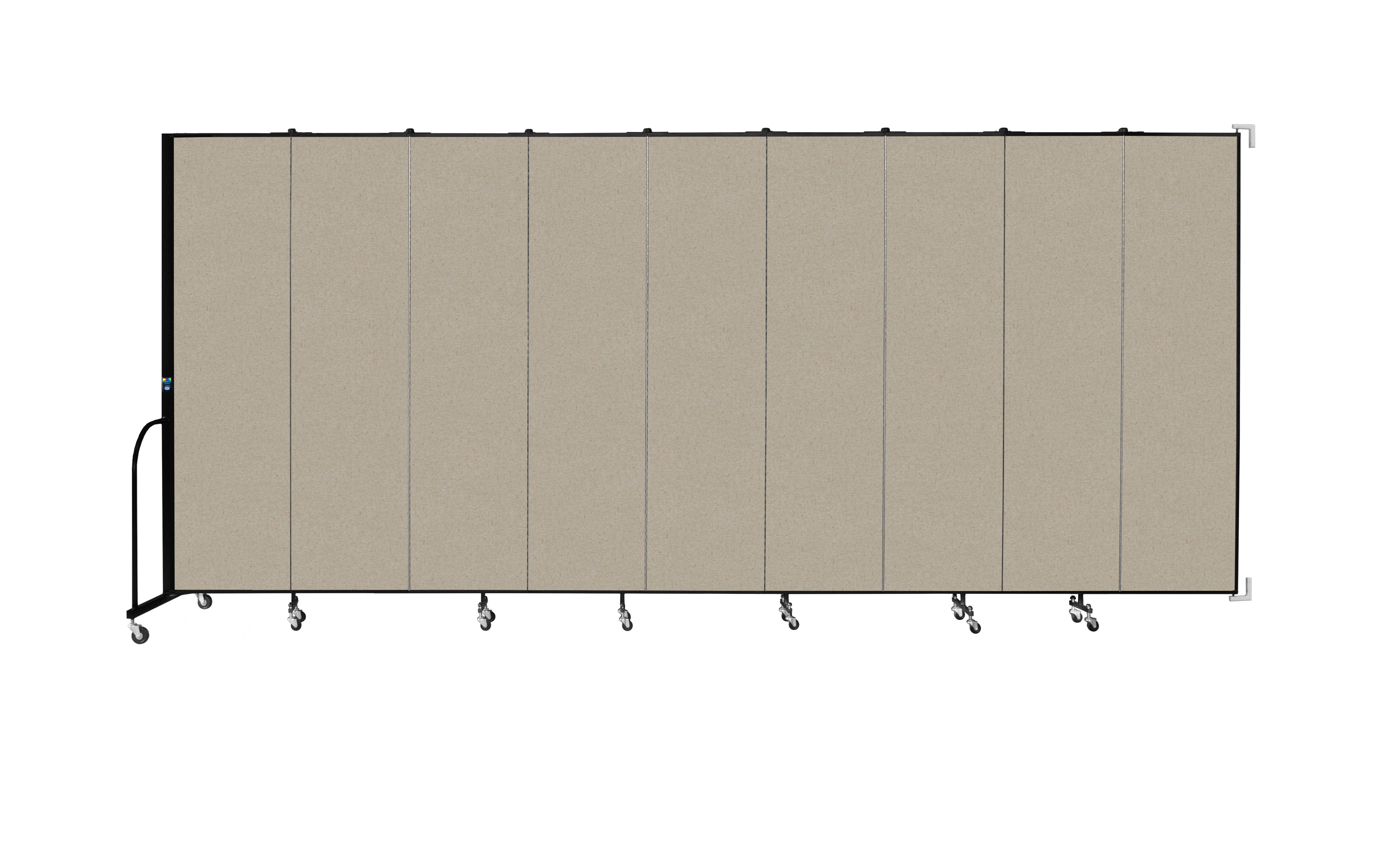Wallmount Room Divider - 7' 4"H x 16' 6"L - 9 Panel, Hazelnut, Vinyl