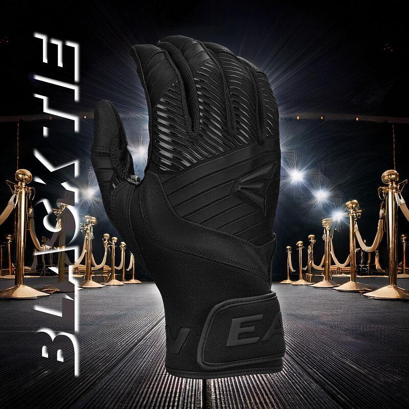 Easton Youth Walk-Off Ethos Batting Gloves - Extra Large - Black Tie - Black/Black