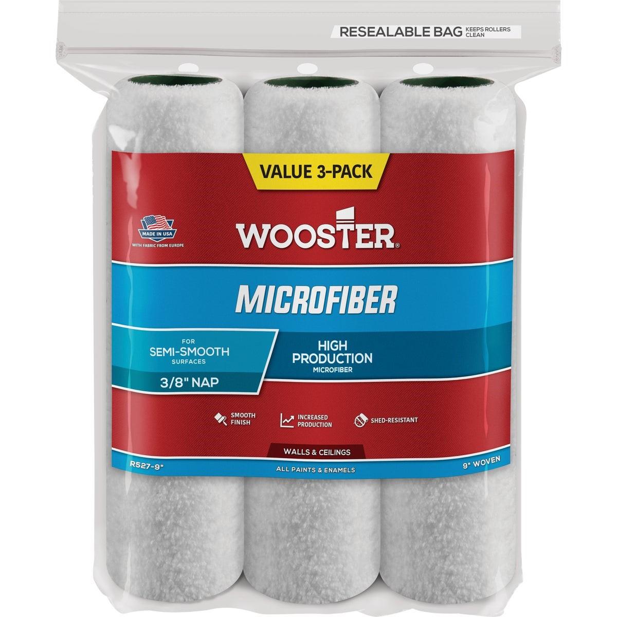 Wooster 9 In. x 3/8 In. Microfiber Roller Cover (3-Pack)