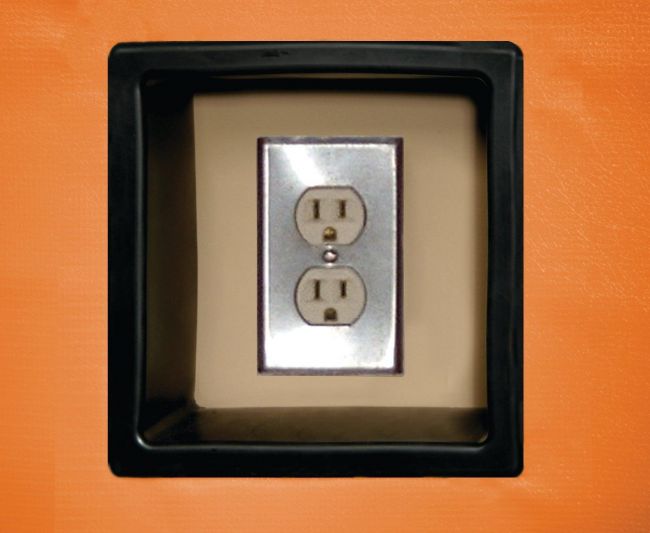 Duplex Outlet Cutout With Molded Black Trim Insert