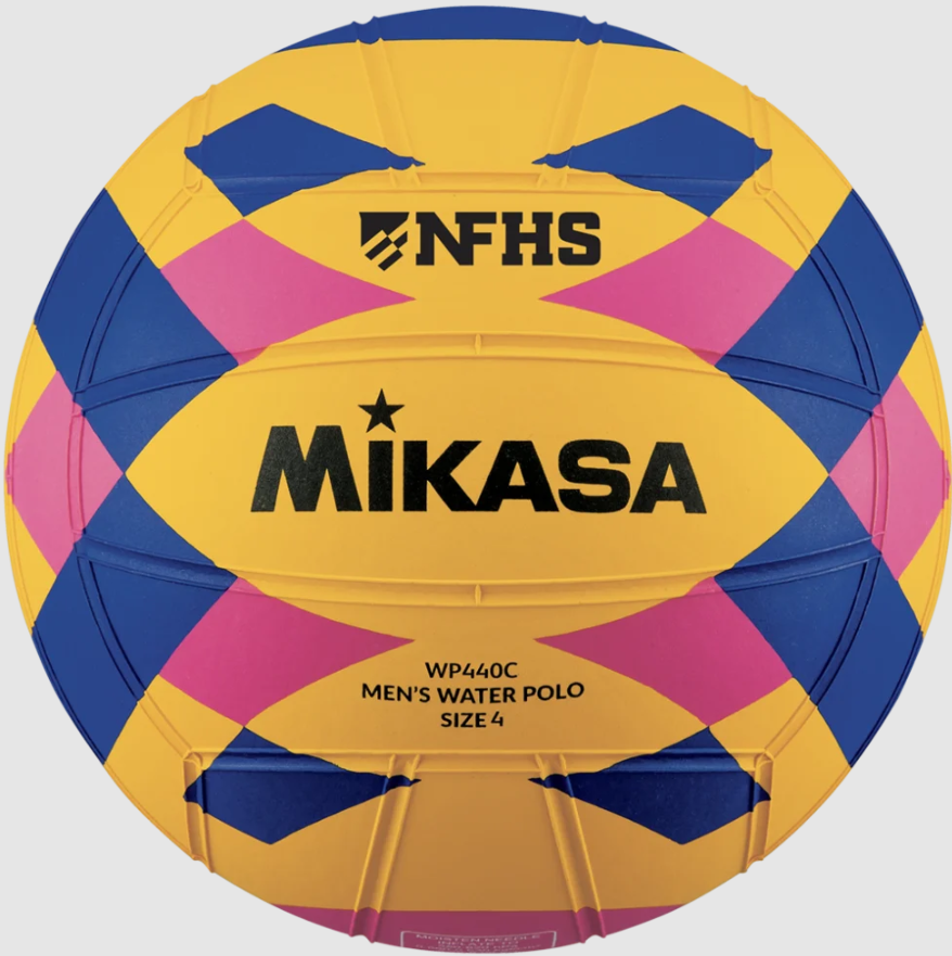 Water Polo, Championship Series - Official Fina Game Ball, NFHS Approved, Size 4, Yellow/Blue/Pink - New