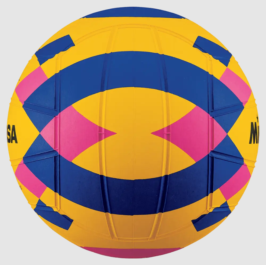 Water Polo, Championship Series - Official Fina Game Ball, NFHS Approved, Size 4, Yellow/Blue/Pink - New