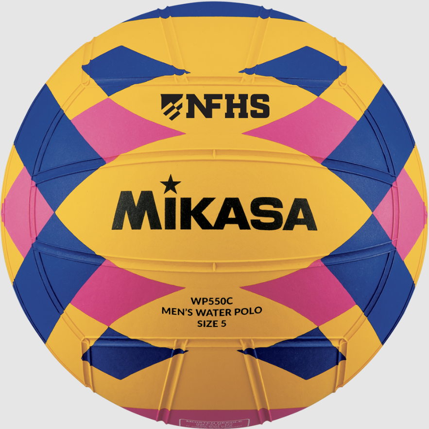 Water Polo, Championship Series - Official Fina Game Ball, NFHS Approved, Size 5, Yellow/Blue/Pink - New