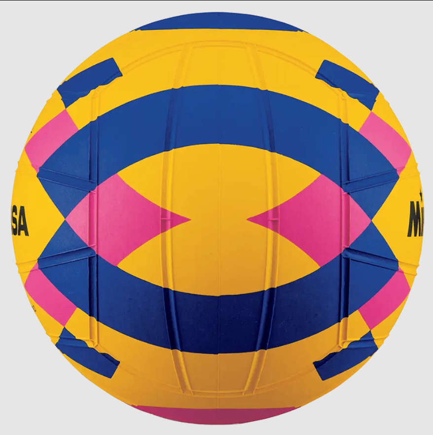 Water Polo, Championship Series - Official Fina Game Ball, NFHS Approved, Size 5, Yellow/Blue/Pink - New