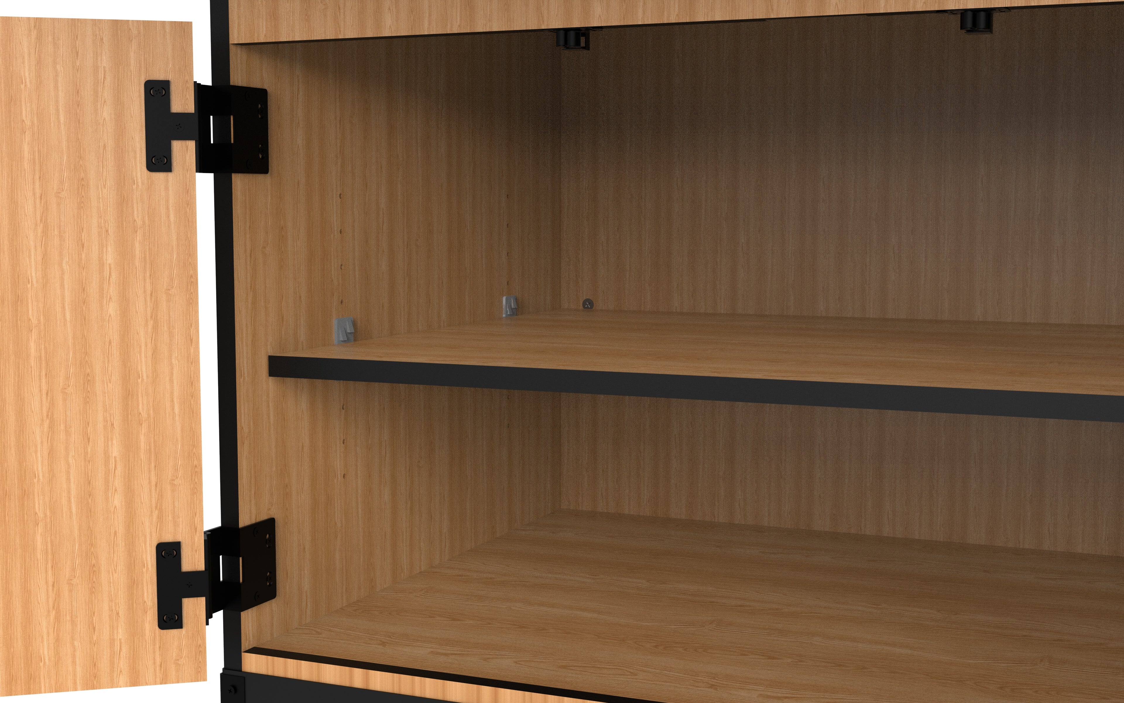 NPS® 6-Person Workstation, Epoxy Top, Cabinet Base, Book Boxes, Surface Color: Black, Cabinet Color: Oak