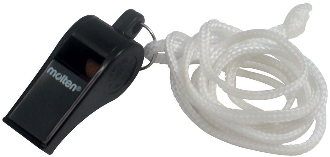 Whistles Sports Equipment Standard Pea-Whistle. Includes Lanyard, Black