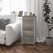 Harris 4 Drawer Storage Dresser with White Cast Iron Frame, Light Natural Wood Top and Easy Pull Engineered Wood Drawers, and White Wooden Handles