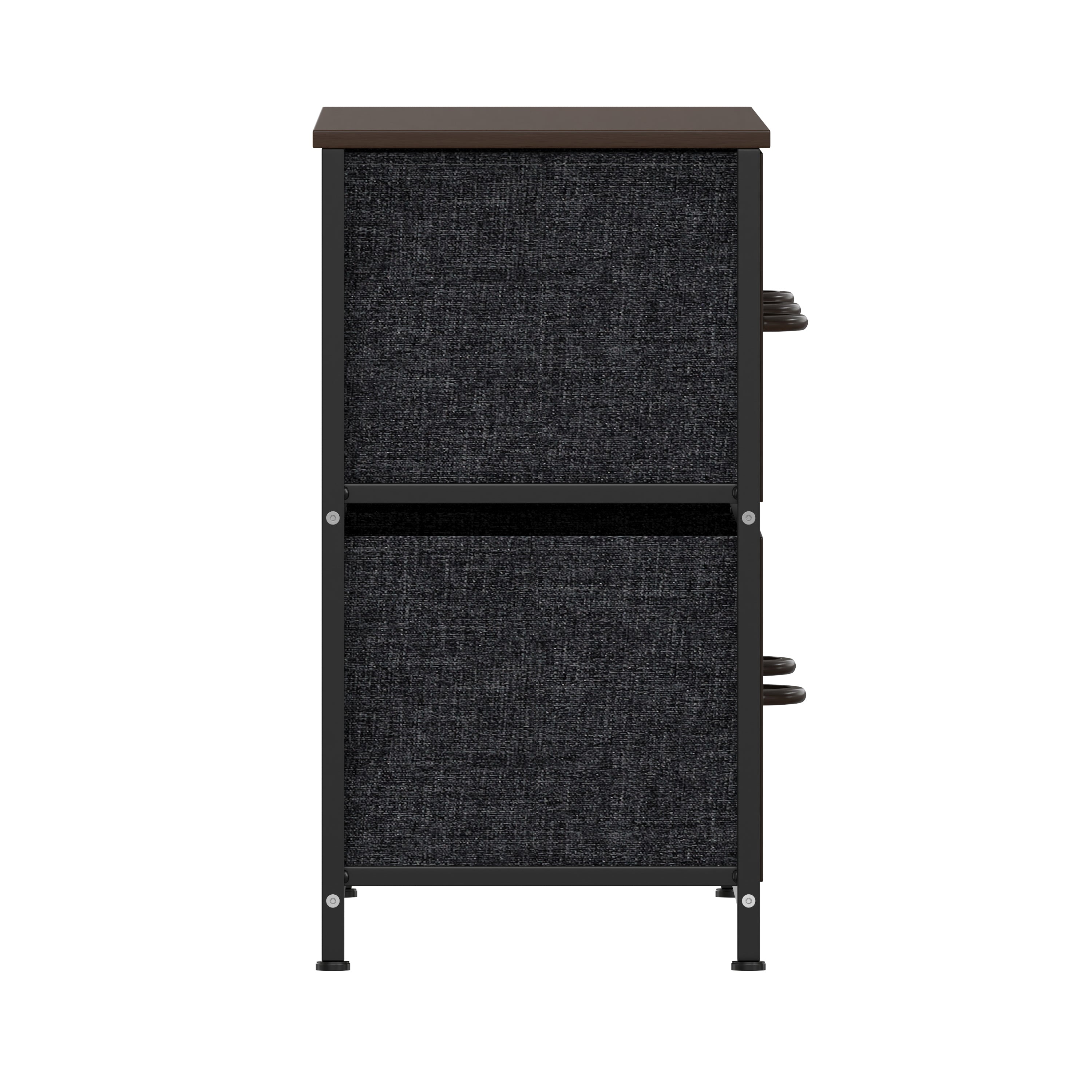 Harris 5 Drawer Storage Dresser with Black Cast Iron Frame, Brown Wood Top and Brown Easy Pull Engineered Wood Drawers with Wooden Handles