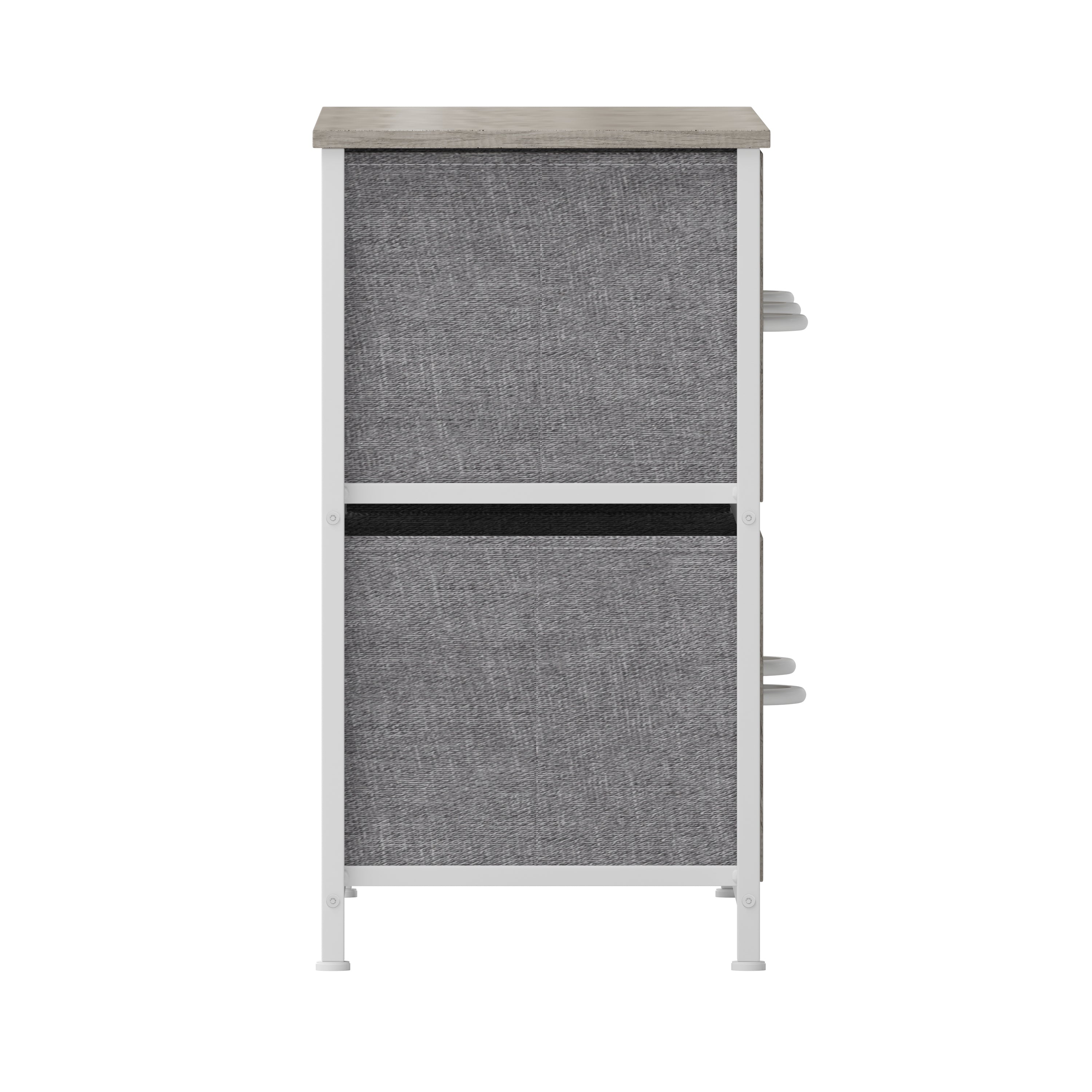 Harris 5 Drawer Storage Dresser with White Cast Iron Frame, Light Natural Wood Top and Easy Pull Engineered Wood Drawers, and White Wooden Handles