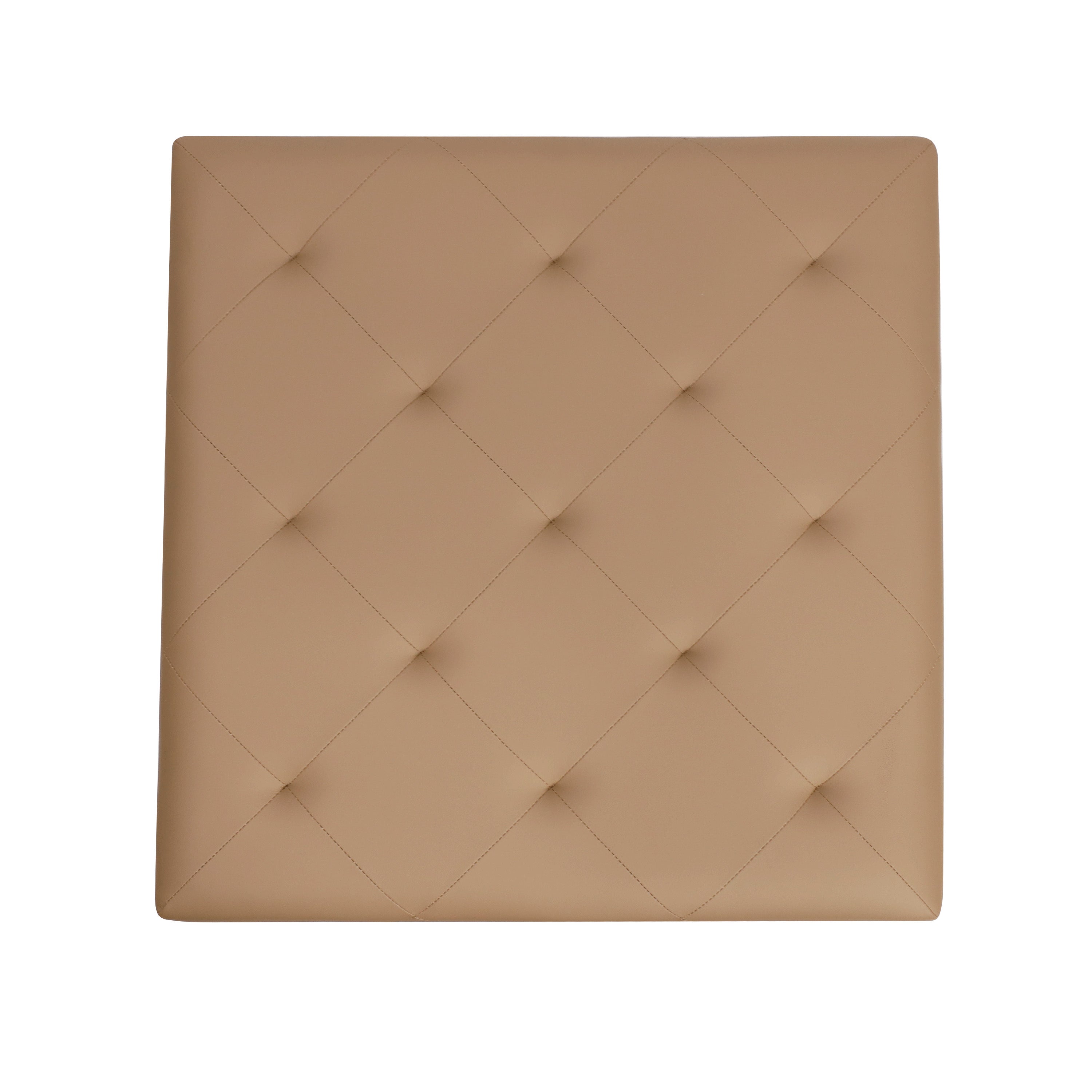 Ashton 30" Square LeatherSoft Tufted Ottoman with Metal Frame, Light Brown LeatherSoft/Black Frame