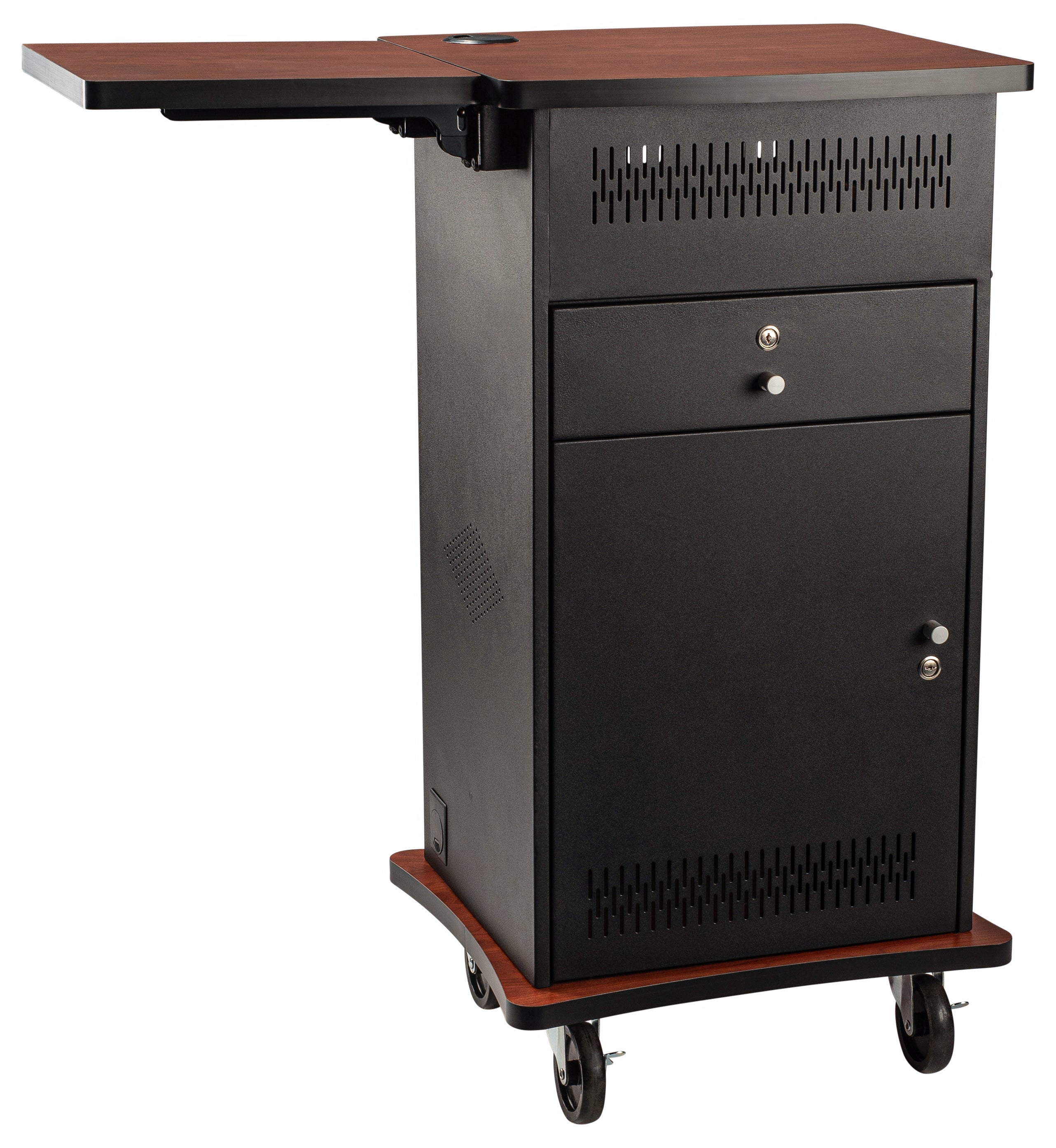 Oklahoma Sound® Wizard Presentation Cart, Surface Color: Wild Cherry, Frame Color: Black