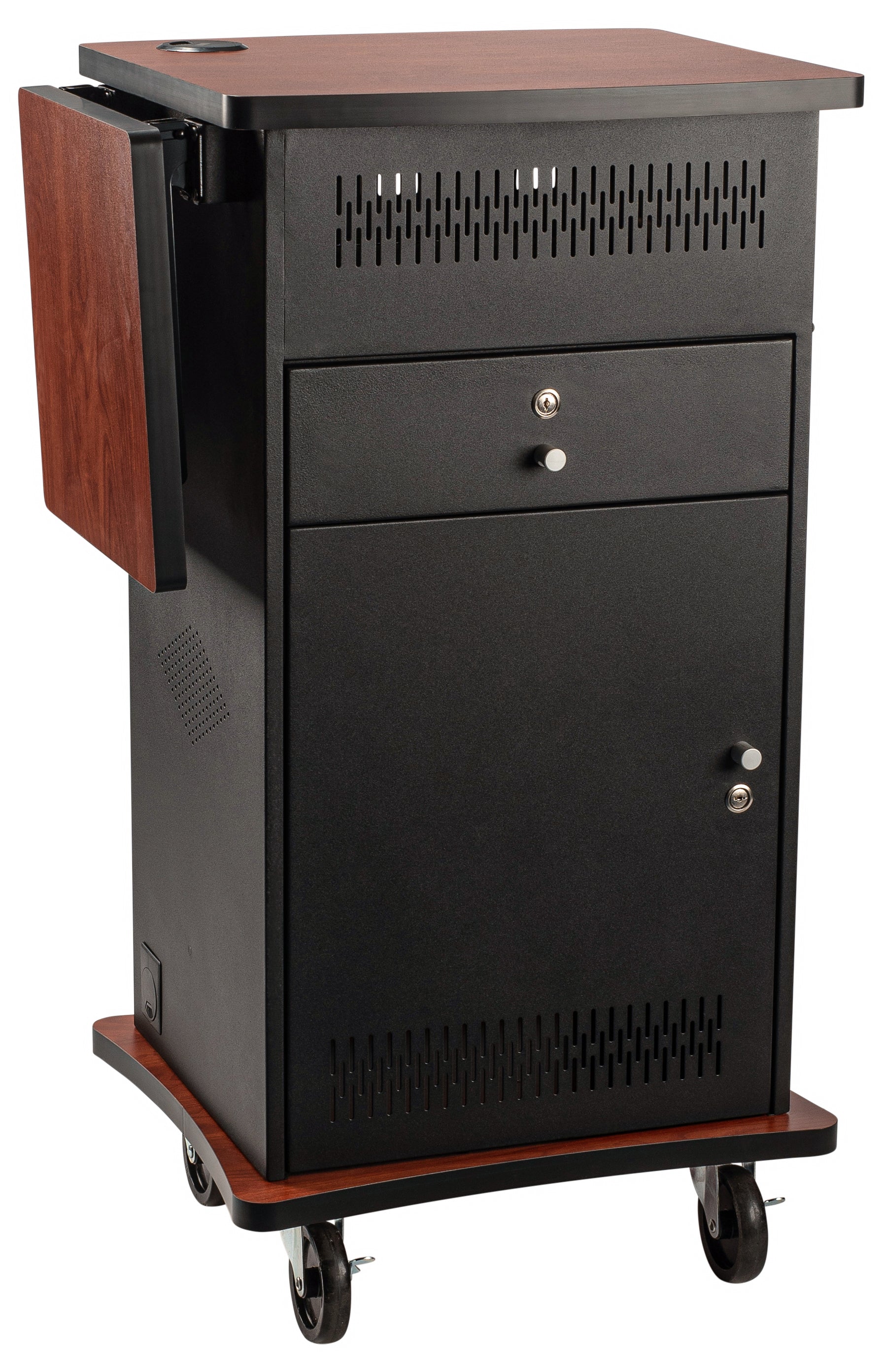 Oklahoma Sound® Wizard Presentation Cart, Surface Color: Wild Cherry, Frame Color: Black