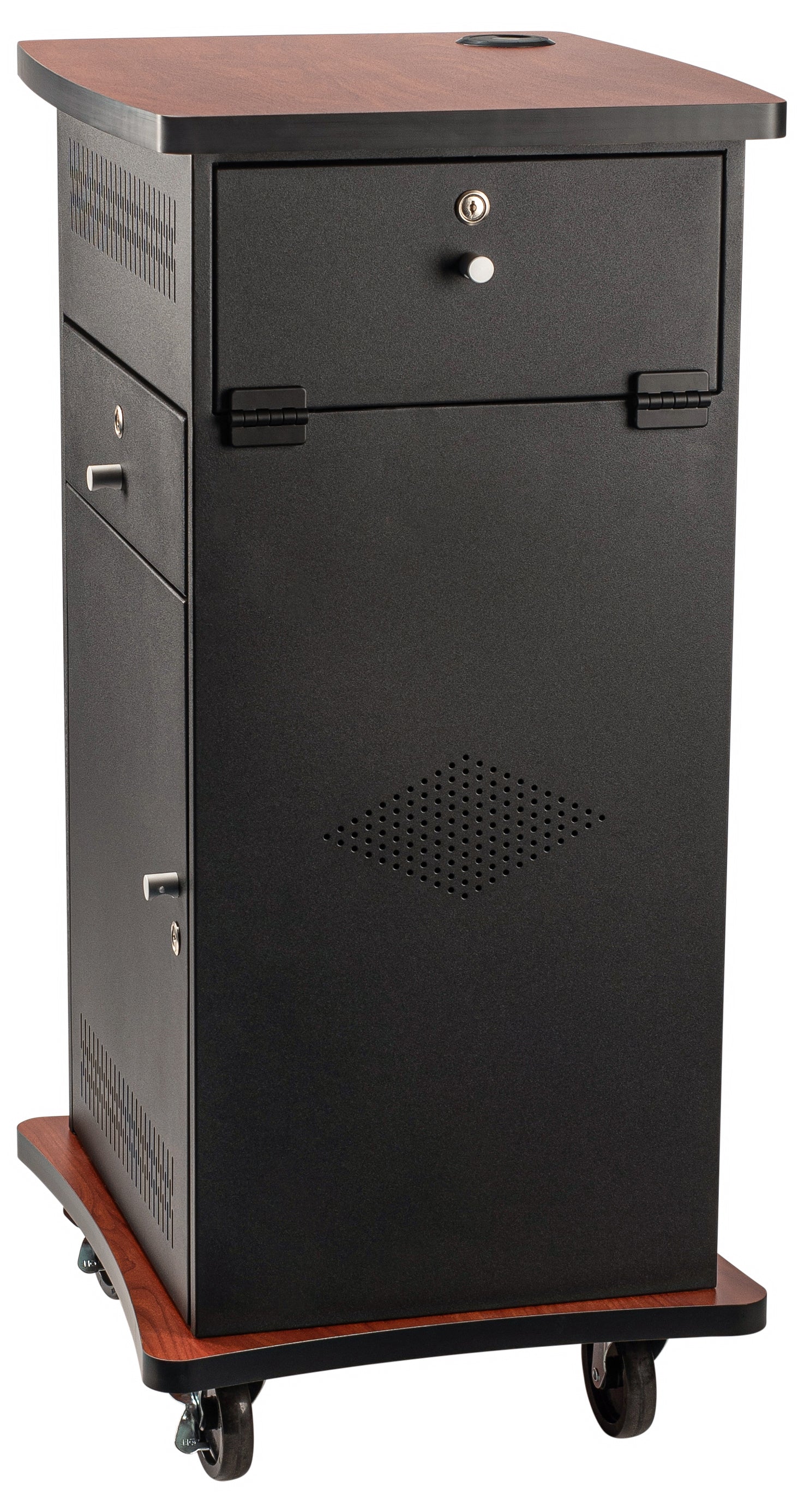 Oklahoma Sound® Wizard Presentation Cart, Surface Color: Wild Cherry, Frame Color: Black