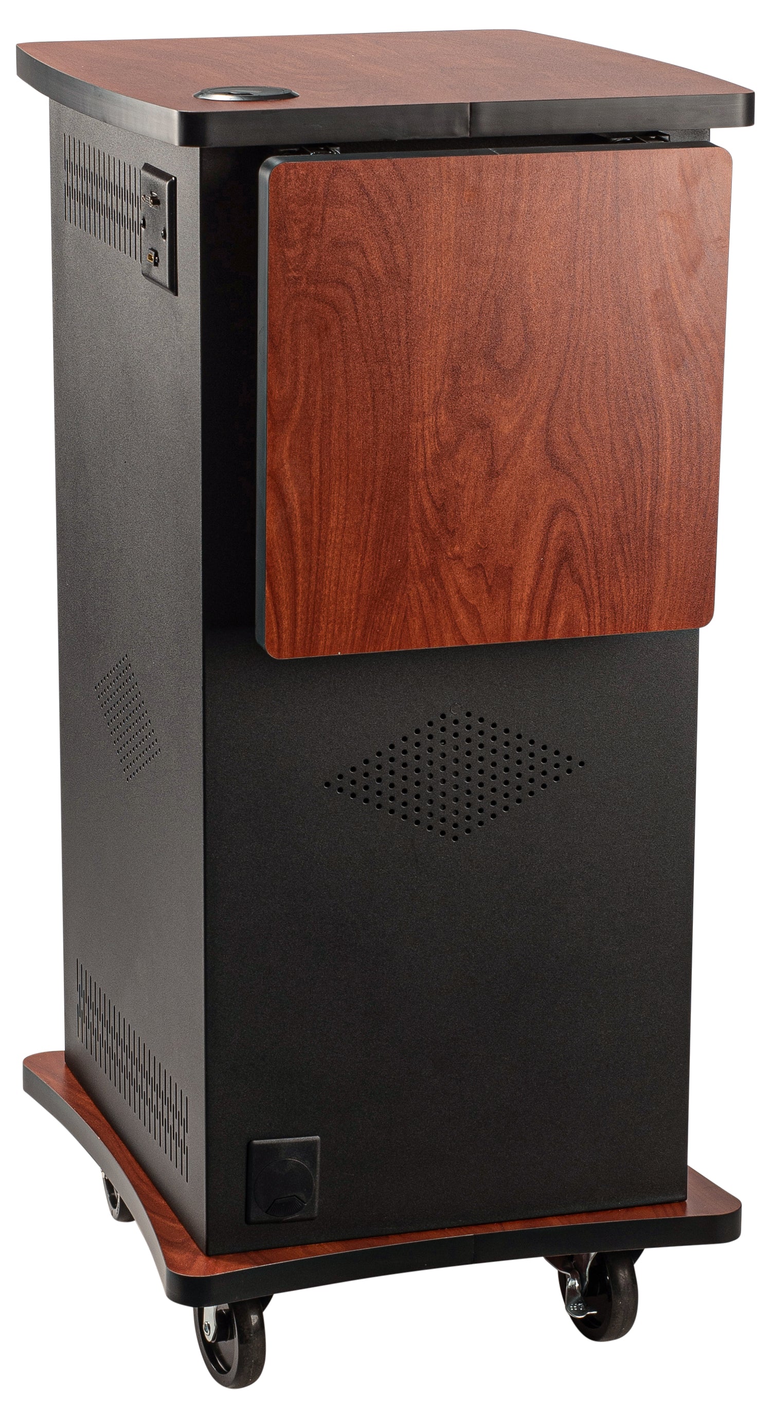 Oklahoma Sound® Wizard Presentation Cart, Surface Color: Wild Cherry, Frame Color: Black