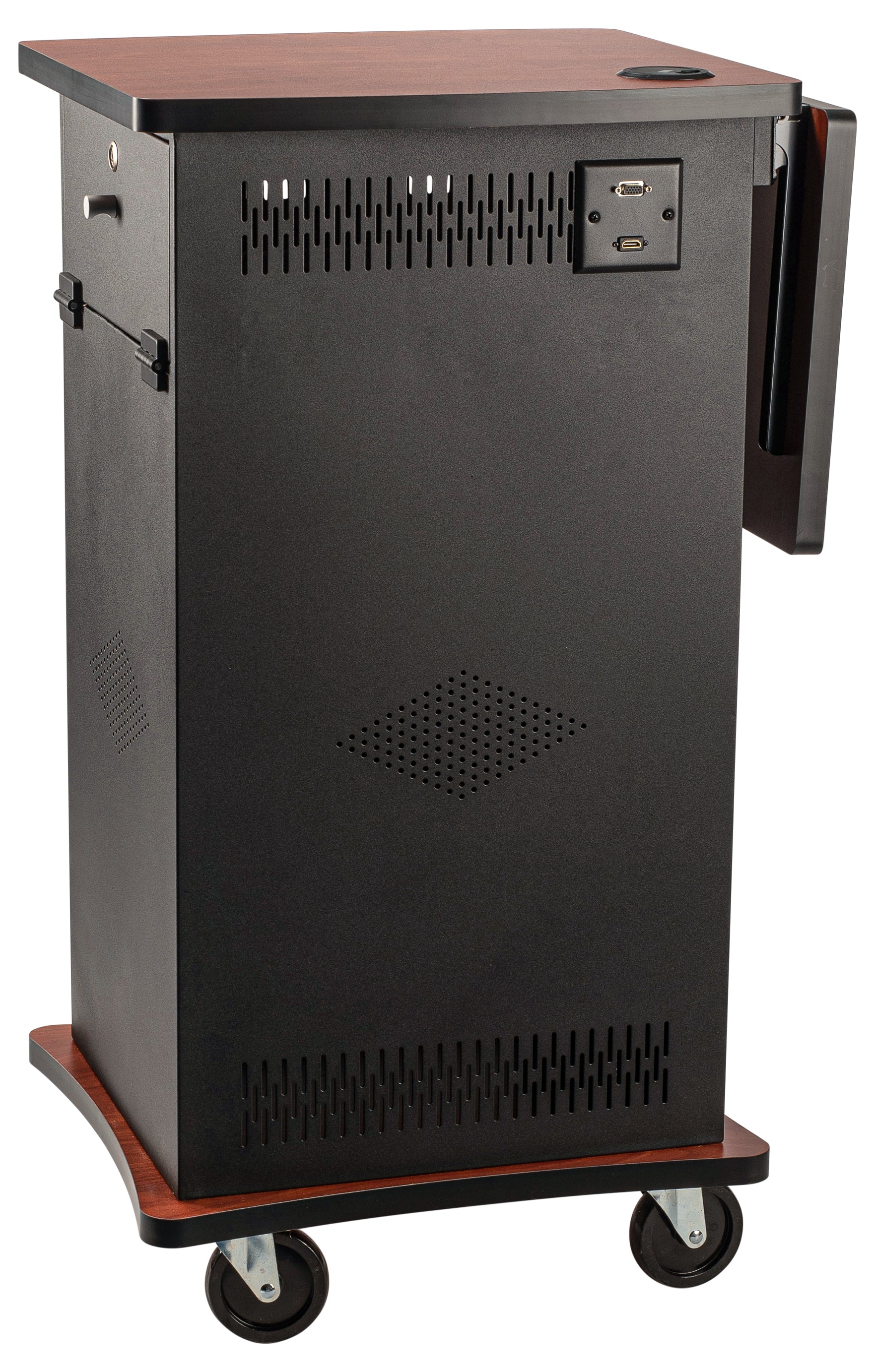 Oklahoma Sound® Wizard Presentation Cart, Surface Color: Wild Cherry, Frame Color: Black
