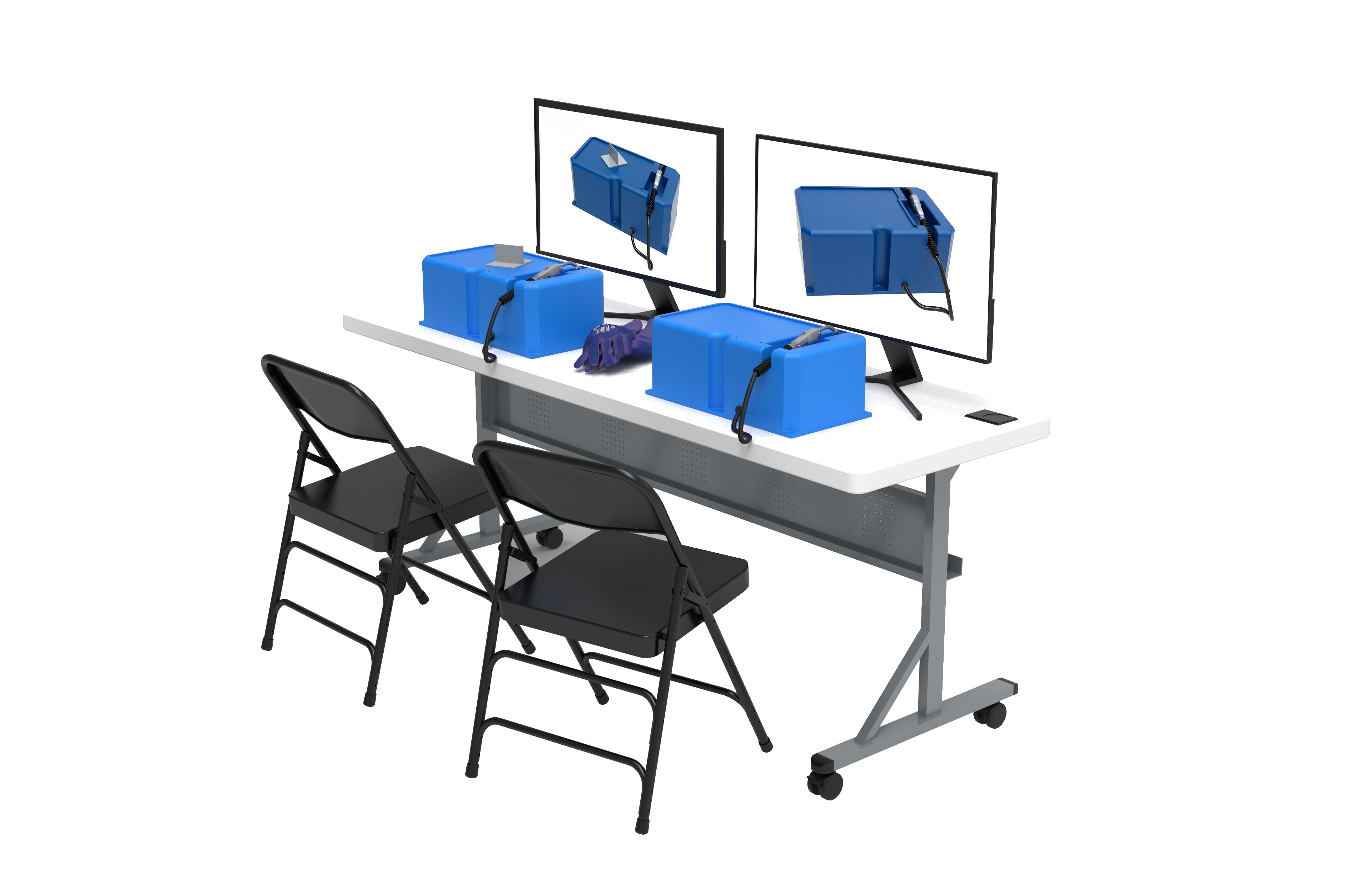 NPS® 24" x 72" Flip-N-Store Training Table, Surface Color: Speckled Grey, Frame Color: Grey