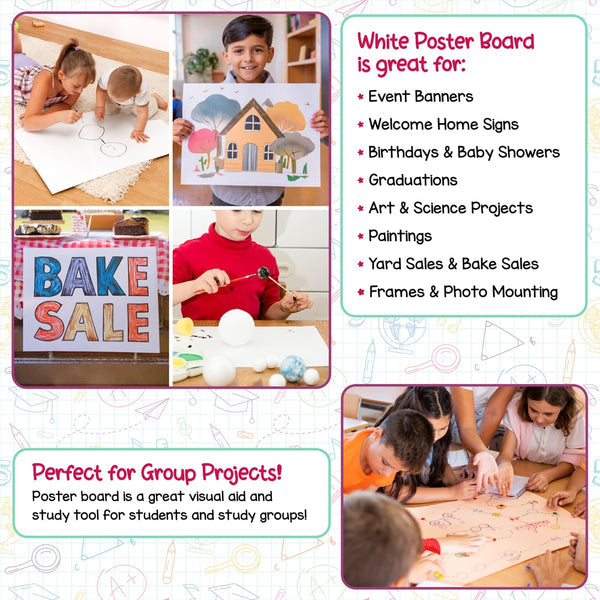 White Posterboard 4"x11" 50 pcs