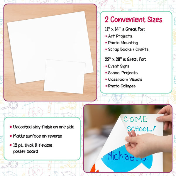 White Posterboard 11"x14" 25 pcs