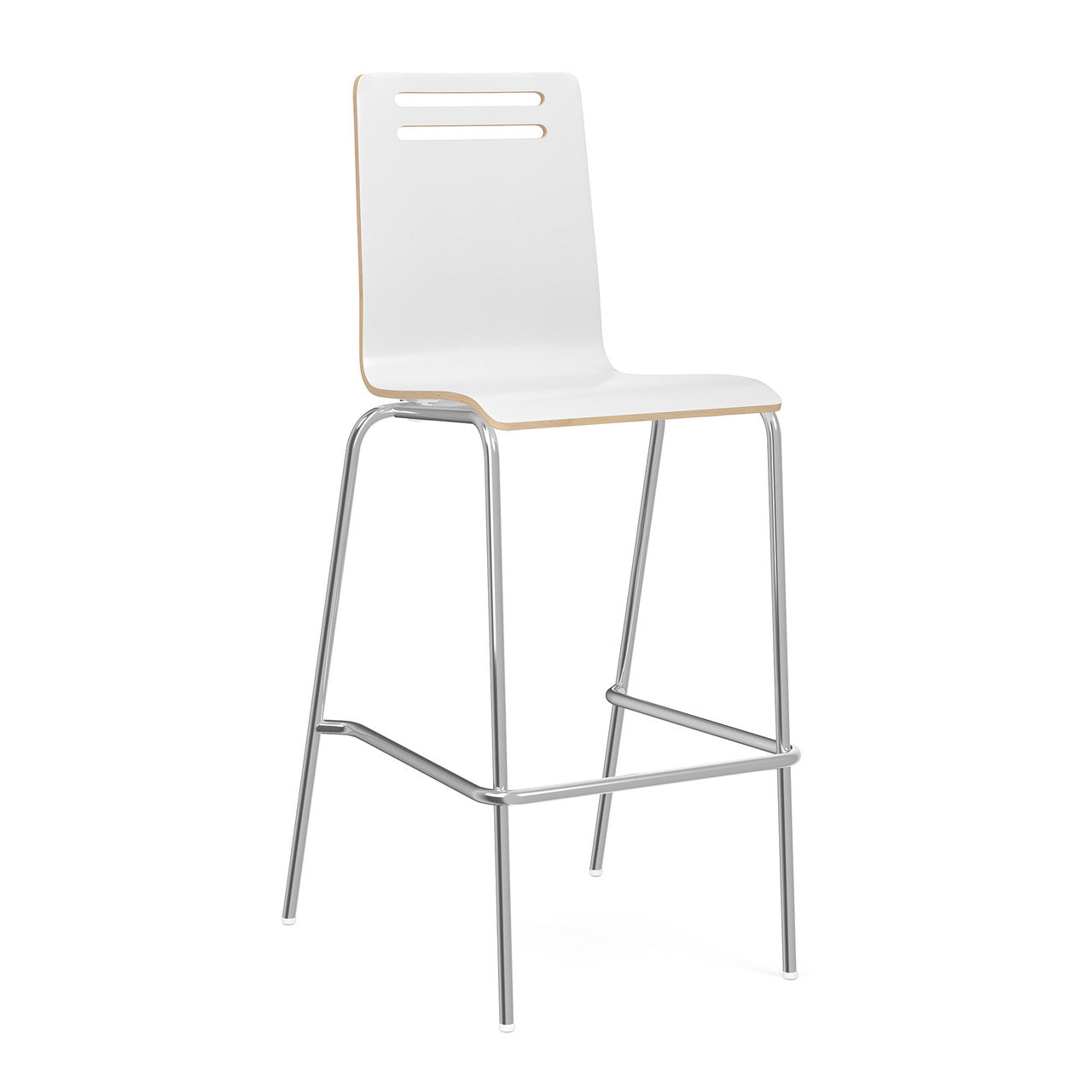 OfficeSource Rowan Square Bentwood Bar Height Café Stool - Set of 2 - White