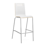 OfficeSource Rowan Square Bentwood Bar Height Café Stool - Set of 2 - White