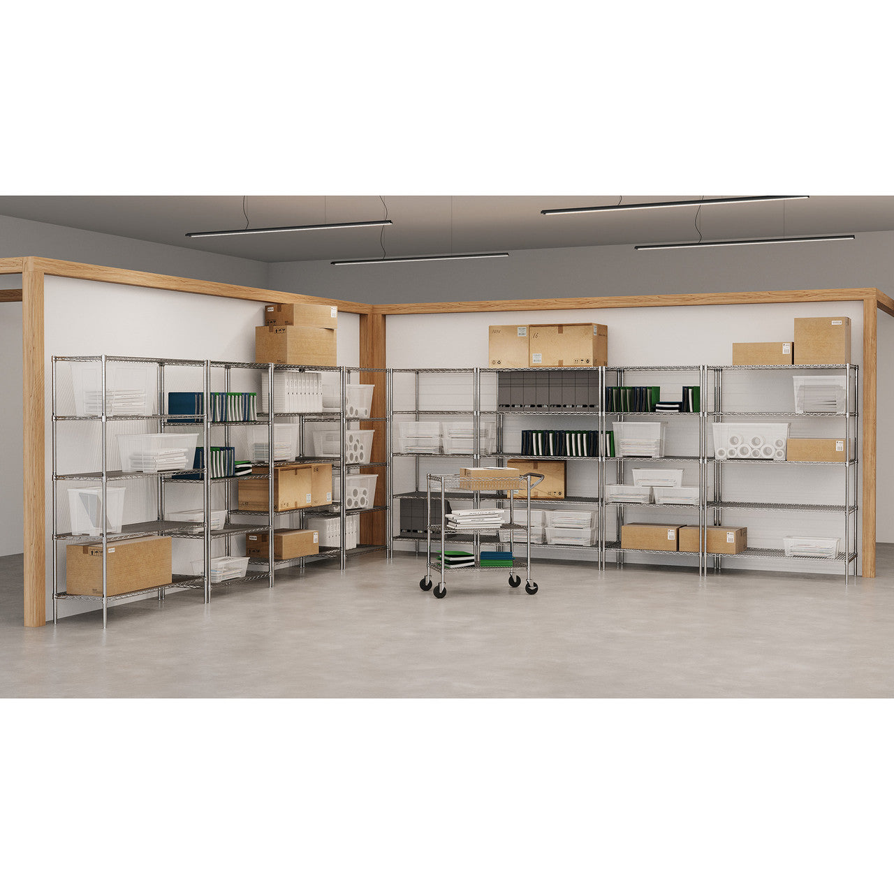 OfficeSource  5-Shelf 48"Wx24"Dx72"H Wire Rack - Chrome