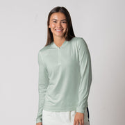 Women's Quarter Zip Pullover (Hushed Mint) - XL