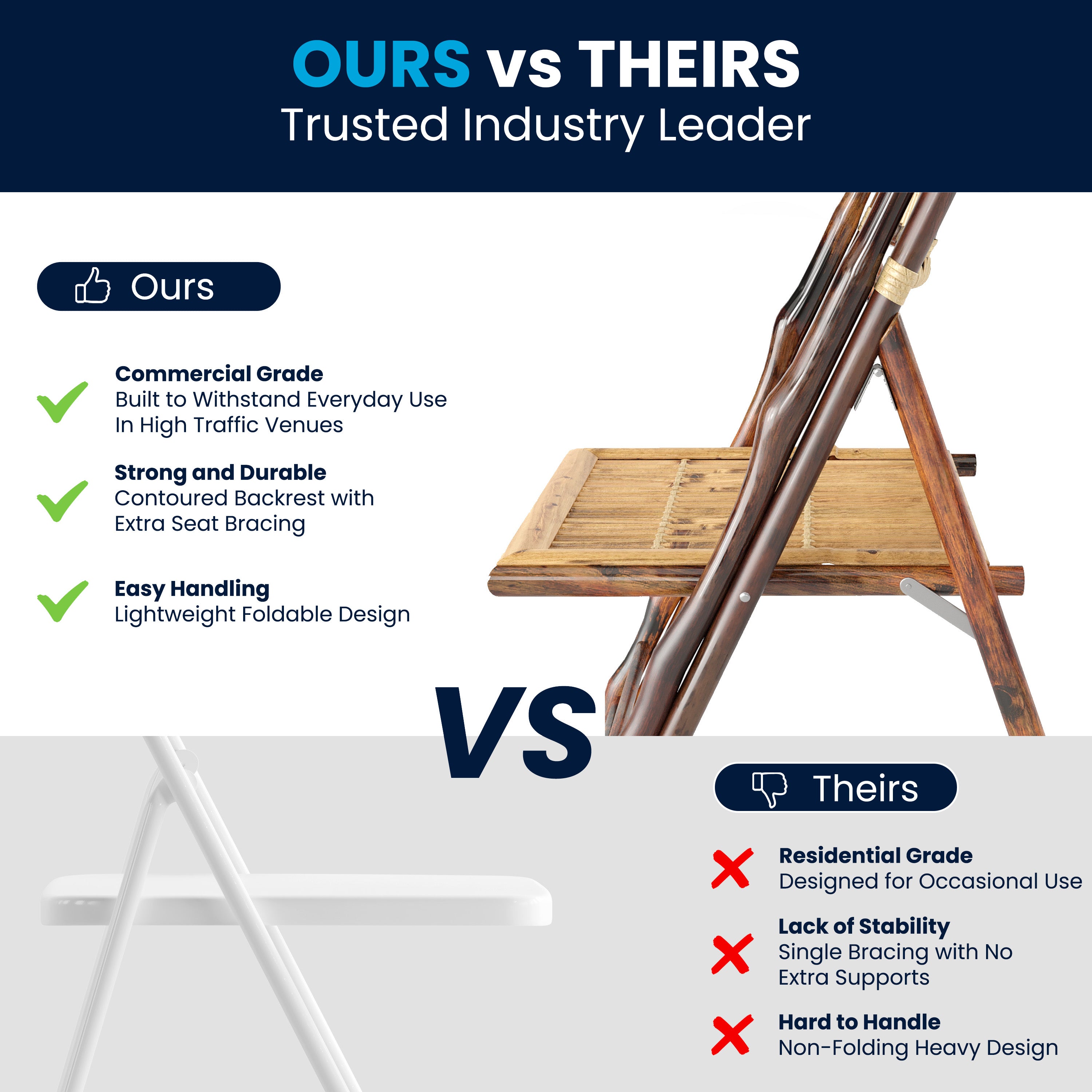 Bamboo Folding Chairs | Set of 2 Bamboo Wood Folding Chairs