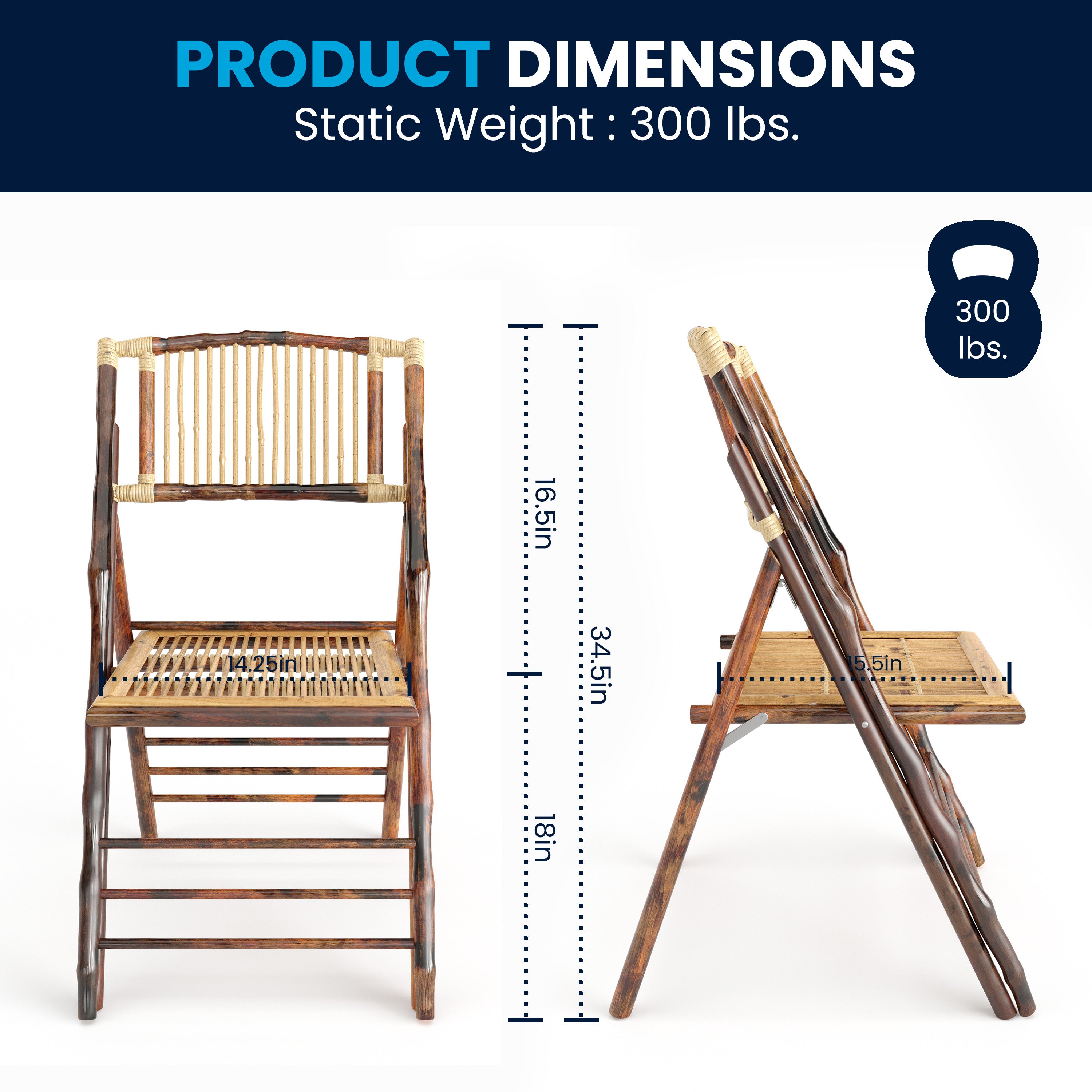 Bamboo Folding Chairs | Set of 2 Bamboo Wood Folding Chairs