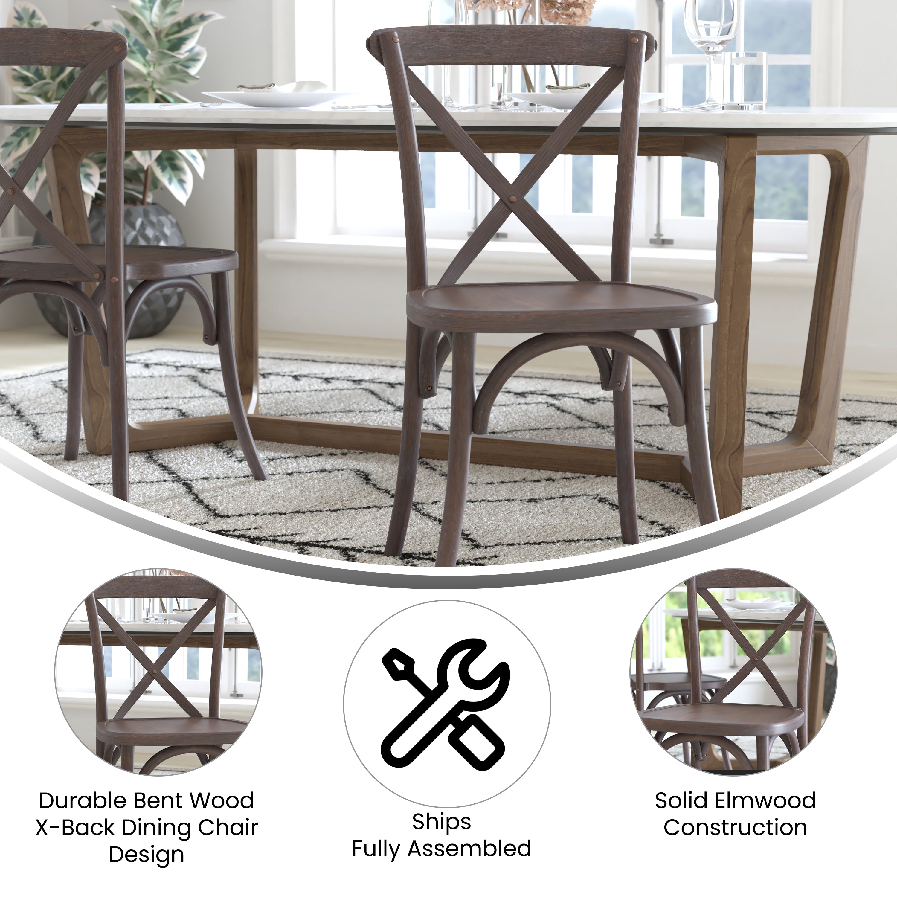 Advantage Gray Wash Dark Driftwood X-Back Chair