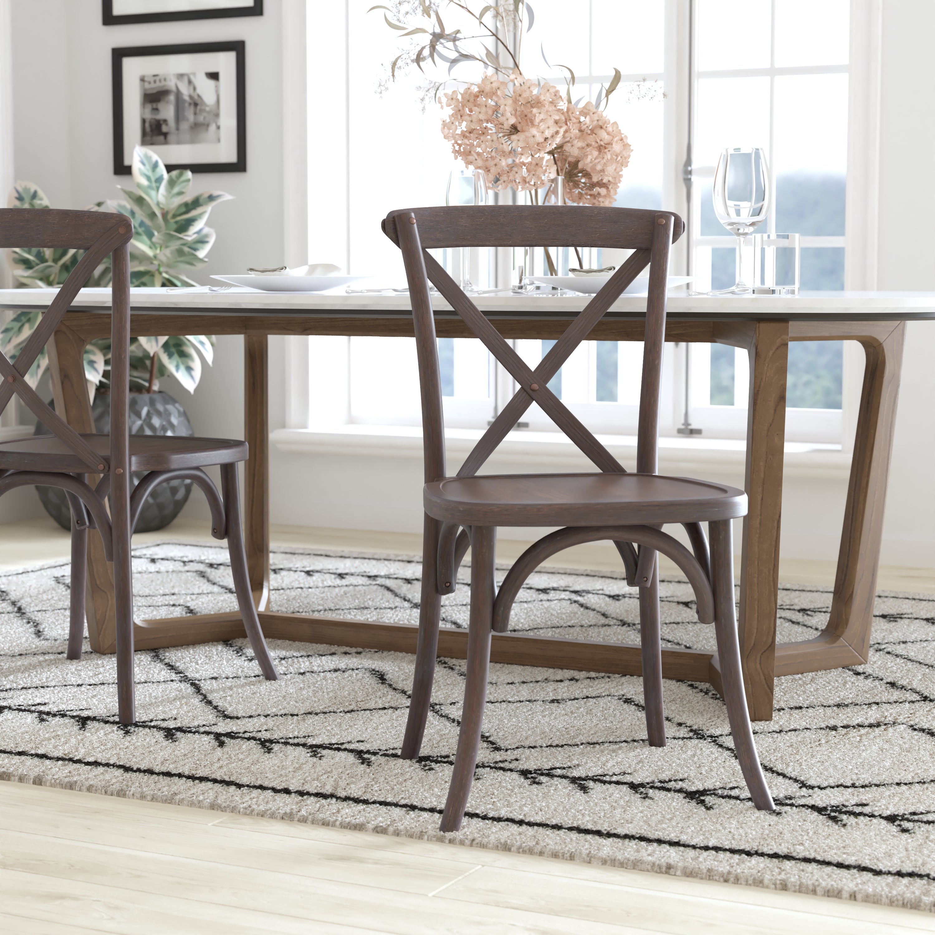 Advantage Gray Wash Dark Driftwood X-Back Chair