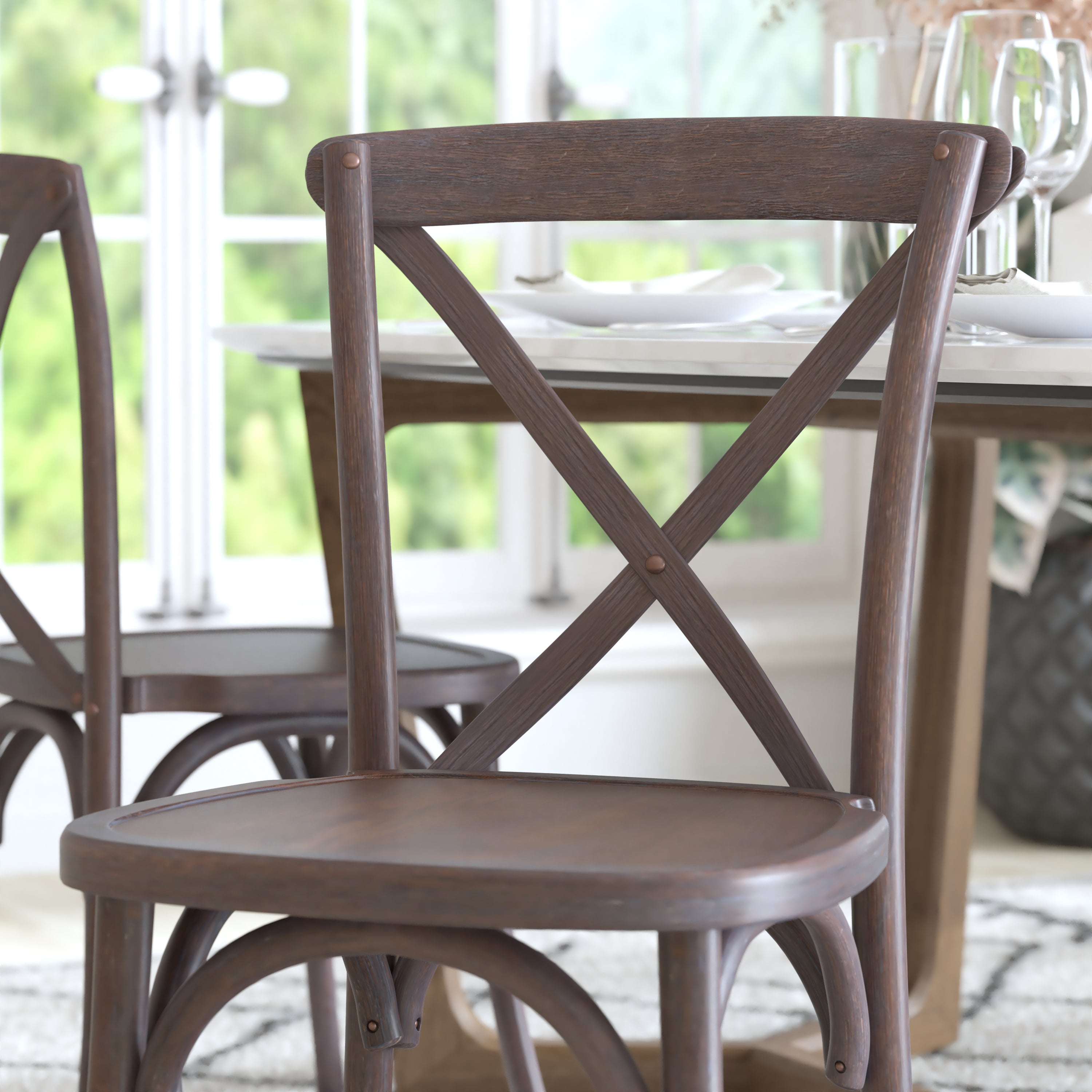 Advantage Gray Wash Dark Driftwood X-Back Chair