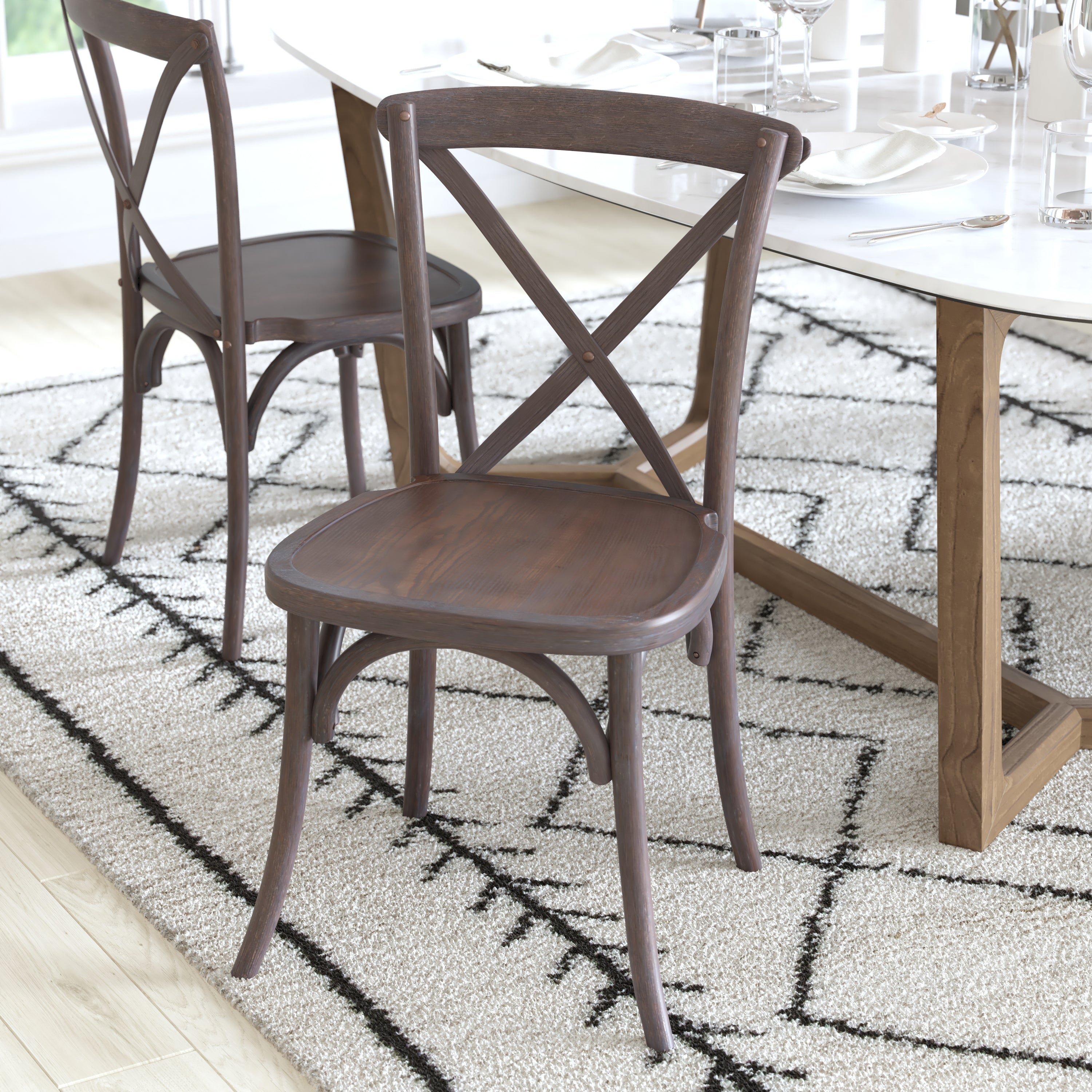 Advantage Gray Wash Dark Driftwood X-Back Chair