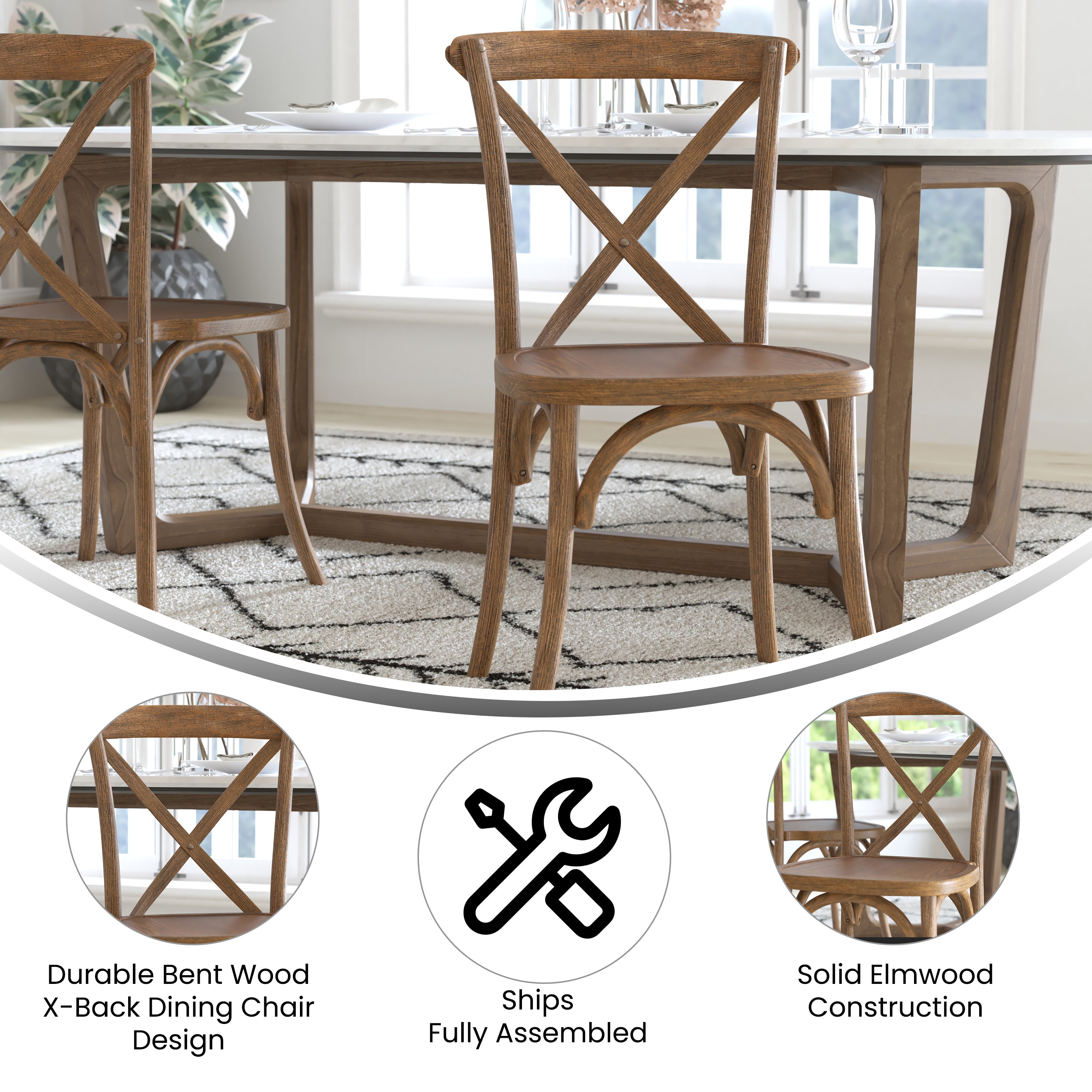 Advantage Hand Scraped Dark Natural X-Back Chair